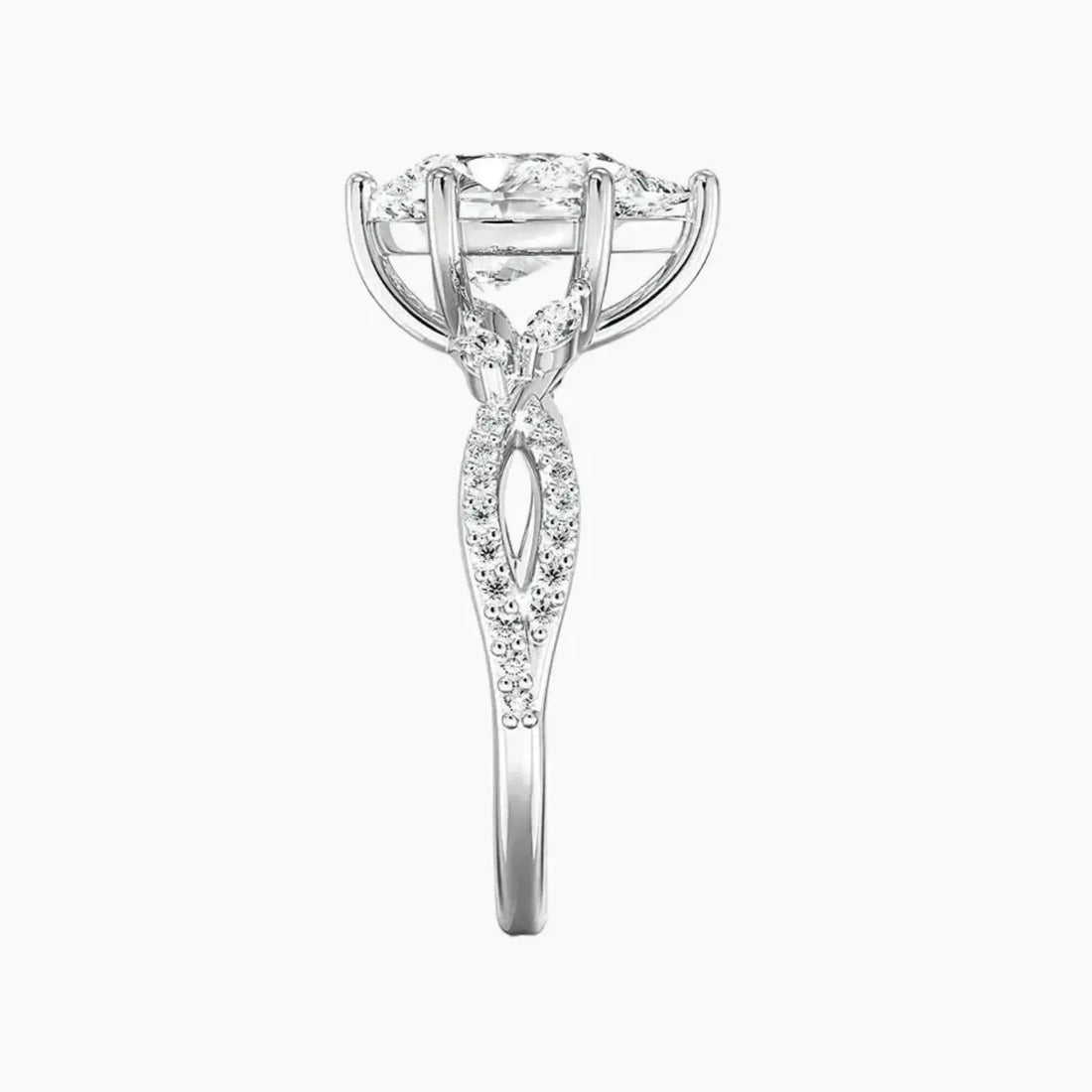 Aria Luxe 4.5 Carat Pear Cut Solitaire Lab Grown Diamond Ring in Silver - View 3