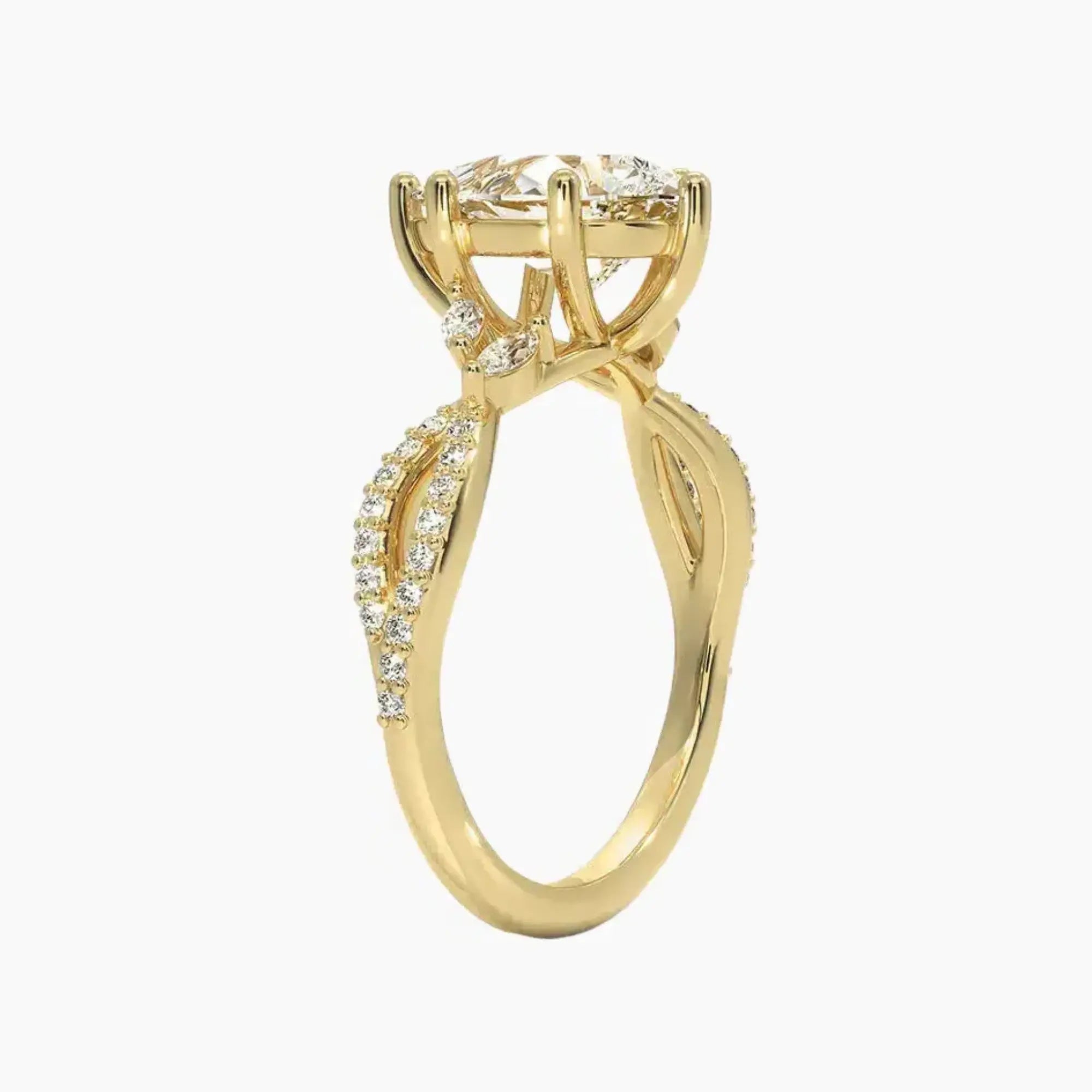 Aria Luxe 2.5 Carat Pear Cut Solitaire Lab Grown Diamond Ring in 10K Yellow Gold - View 2