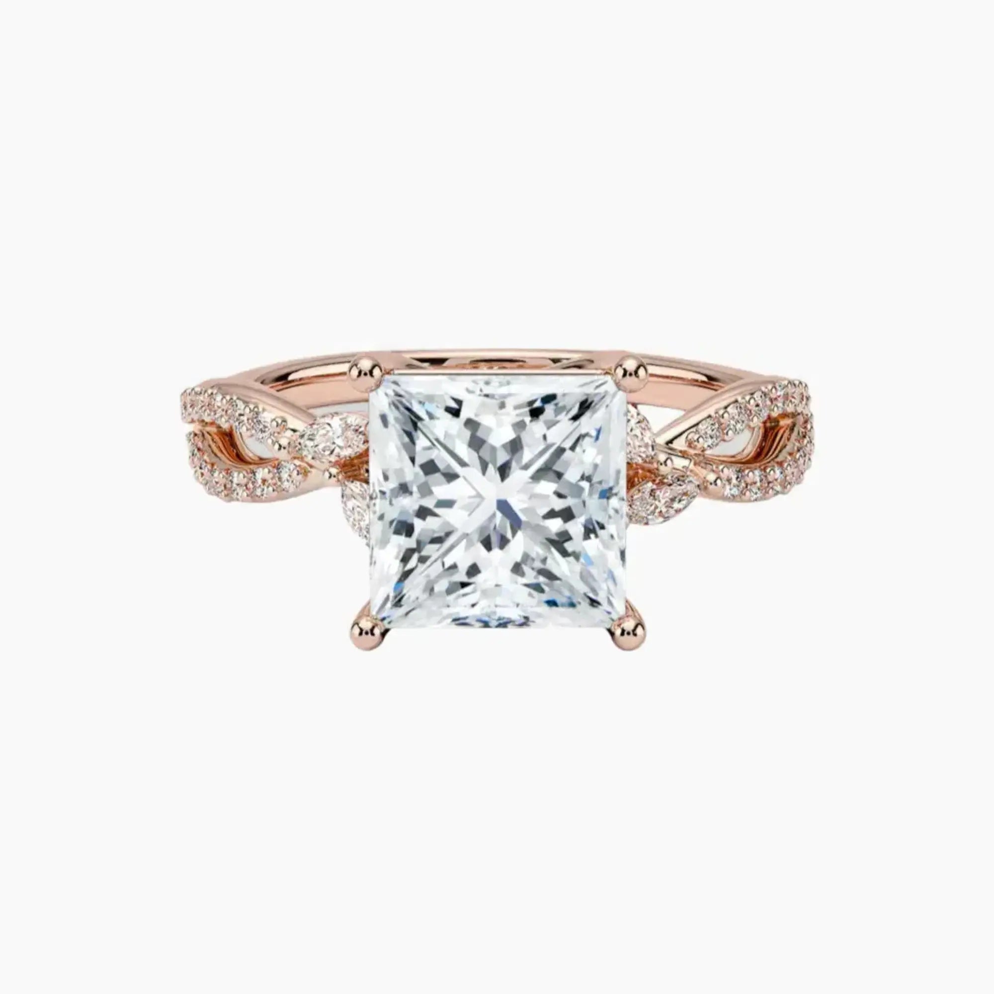 Aria Luxe 5 Carat Princess Cut Solitaire Lab Grown Diamond Ring in 18K White Gold - View 4