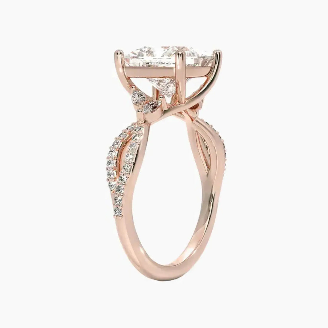 Aria Luxe 4 Carat Princess Cut Solitaire Lab Grown Diamond Ring in Silver - View 5