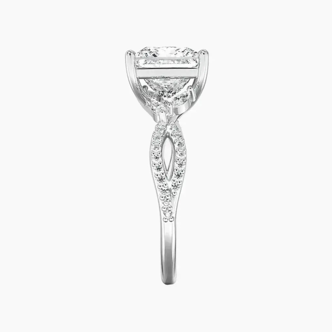 Aria Luxe 2 Carat Princess Cut Solitaire Lab Grown Diamond Ring in Platinum - View 3
