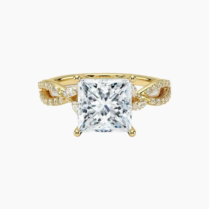 Aria Luxe 2 Carat Princess Cut Solitaire Lab Grown Diamond Ring in 14K Yellow Gold