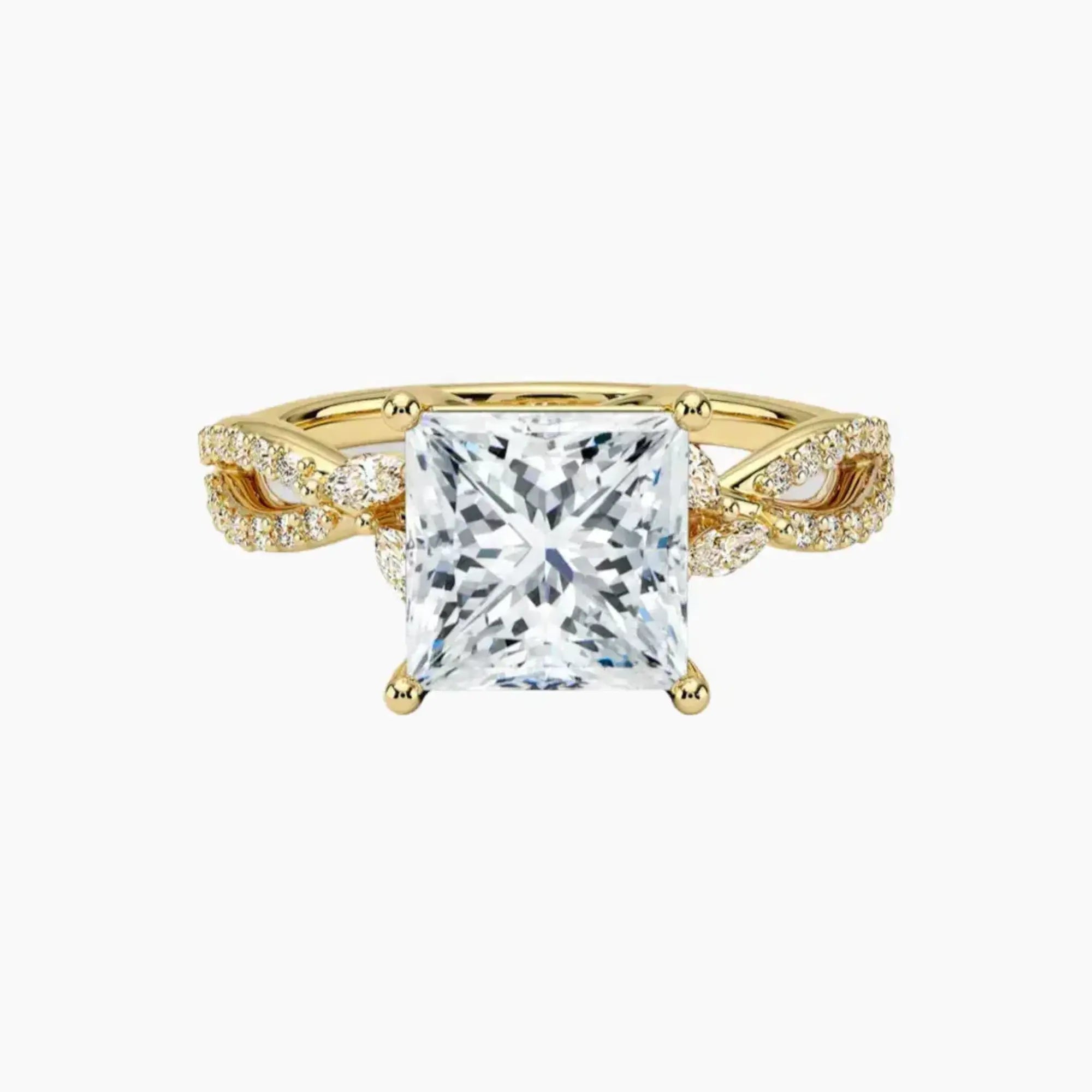 Aria Luxe 4 Carat Princess Cut Solitaire Lab Grown Diamond Ring in Silver - View 7