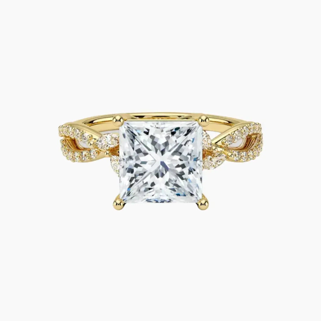 Aria Luxe 4 Carat Princess Cut Solitaire Lab Grown Diamond Ring in Silver - View 7