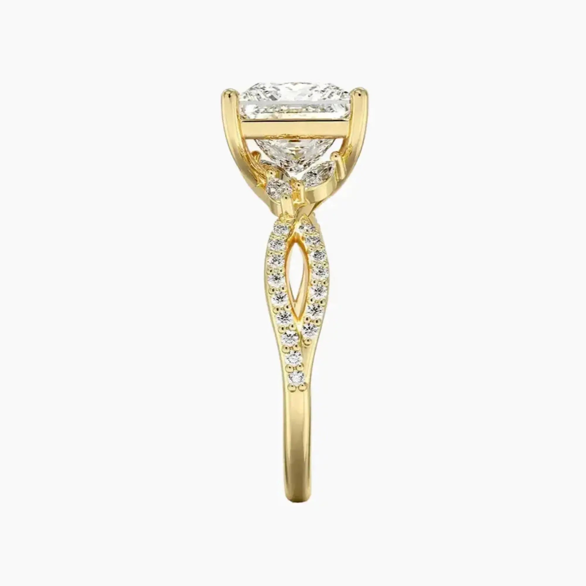 Aria Luxe 4 Carat Princess Cut Solitaire Lab Grown Diamond Ring in Silver - View 9
