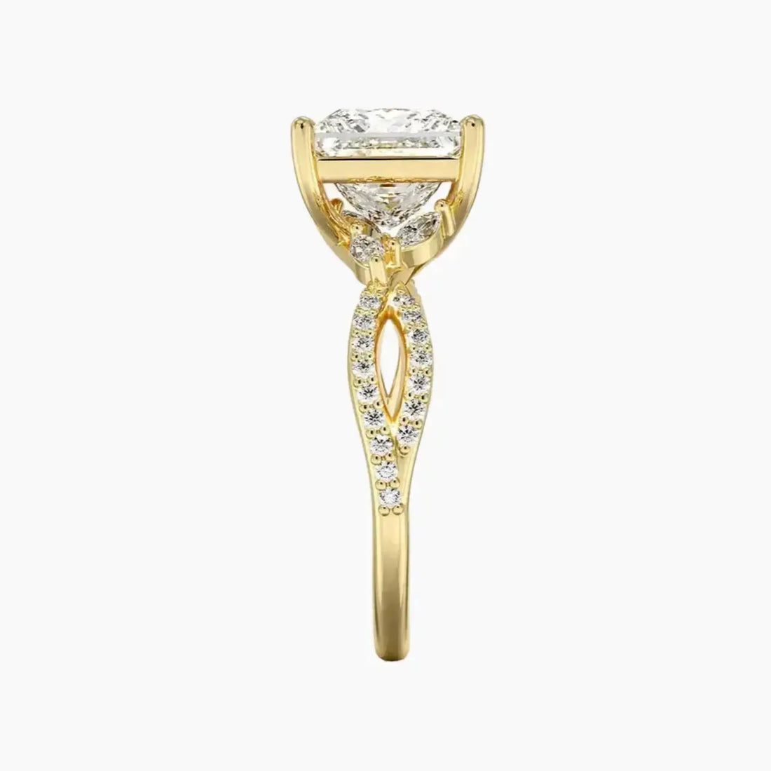Aria Luxe 4 Carat Princess Cut Solitaire Lab Grown Diamond Ring in Silver - View 9