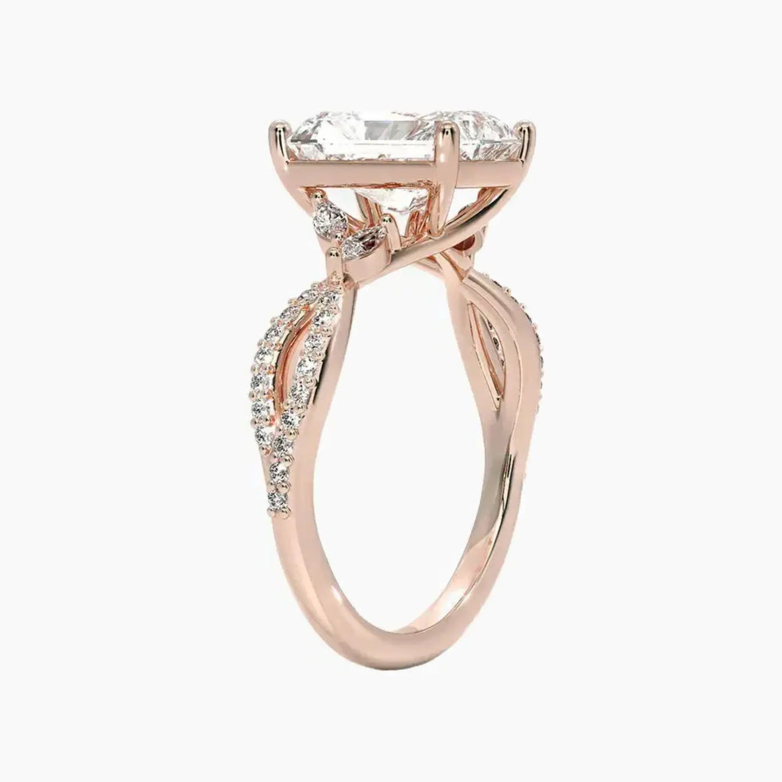 Aria Luxe 2 Carat Radiant Cut Solitaire Lab Grown Diamond Ring in Silver - View 5