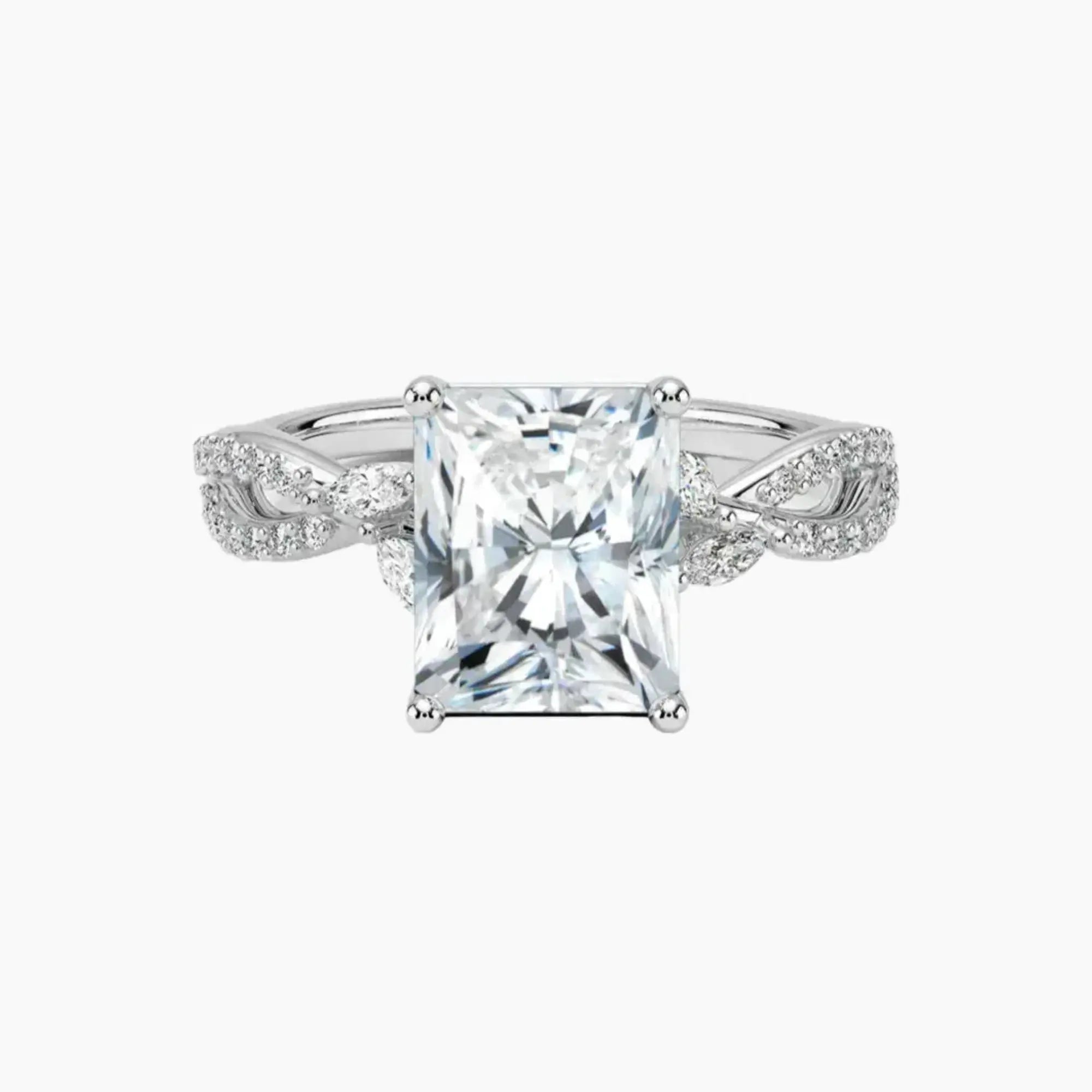 Aria Luxe 2 Carat Radiant Cut Solitaire Lab Grown Diamond Ring in Silver