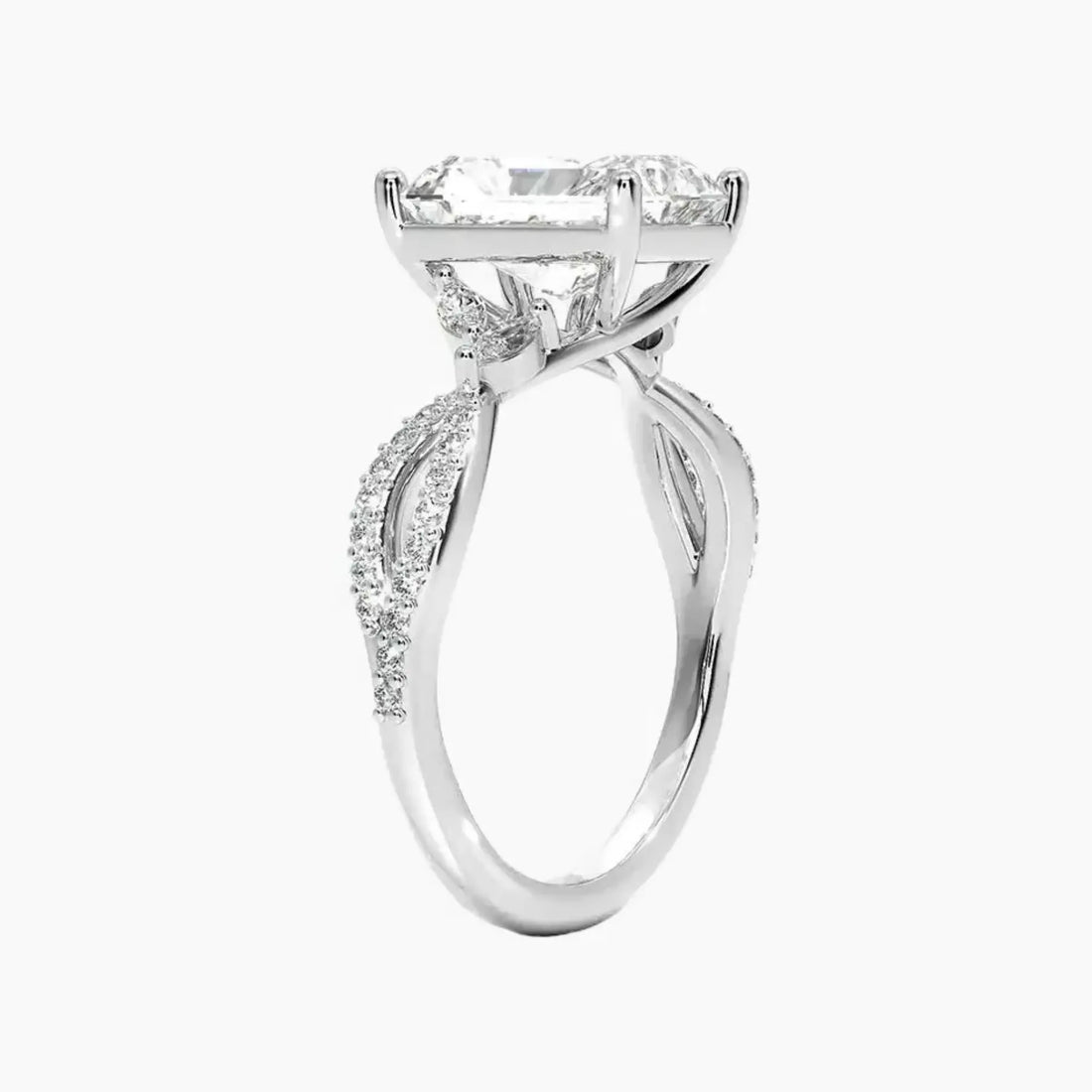 Aria Luxe 2 Carat Radiant Cut Solitaire Lab Grown Diamond Ring in 10K White Gold - View 2