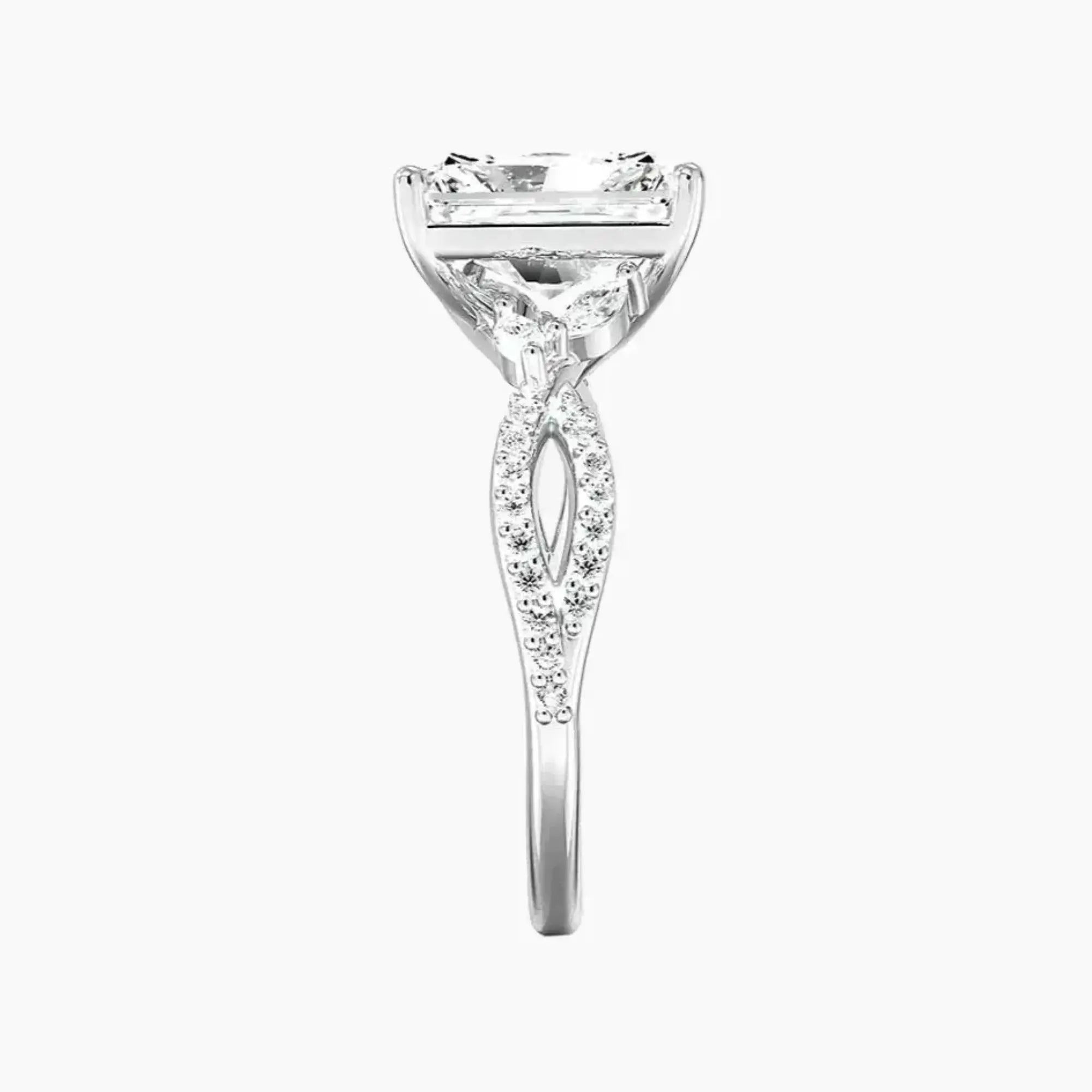 Aria Luxe 2 Carat Radiant Cut Solitaire Lab Grown Diamond Ring in Silver - View 3