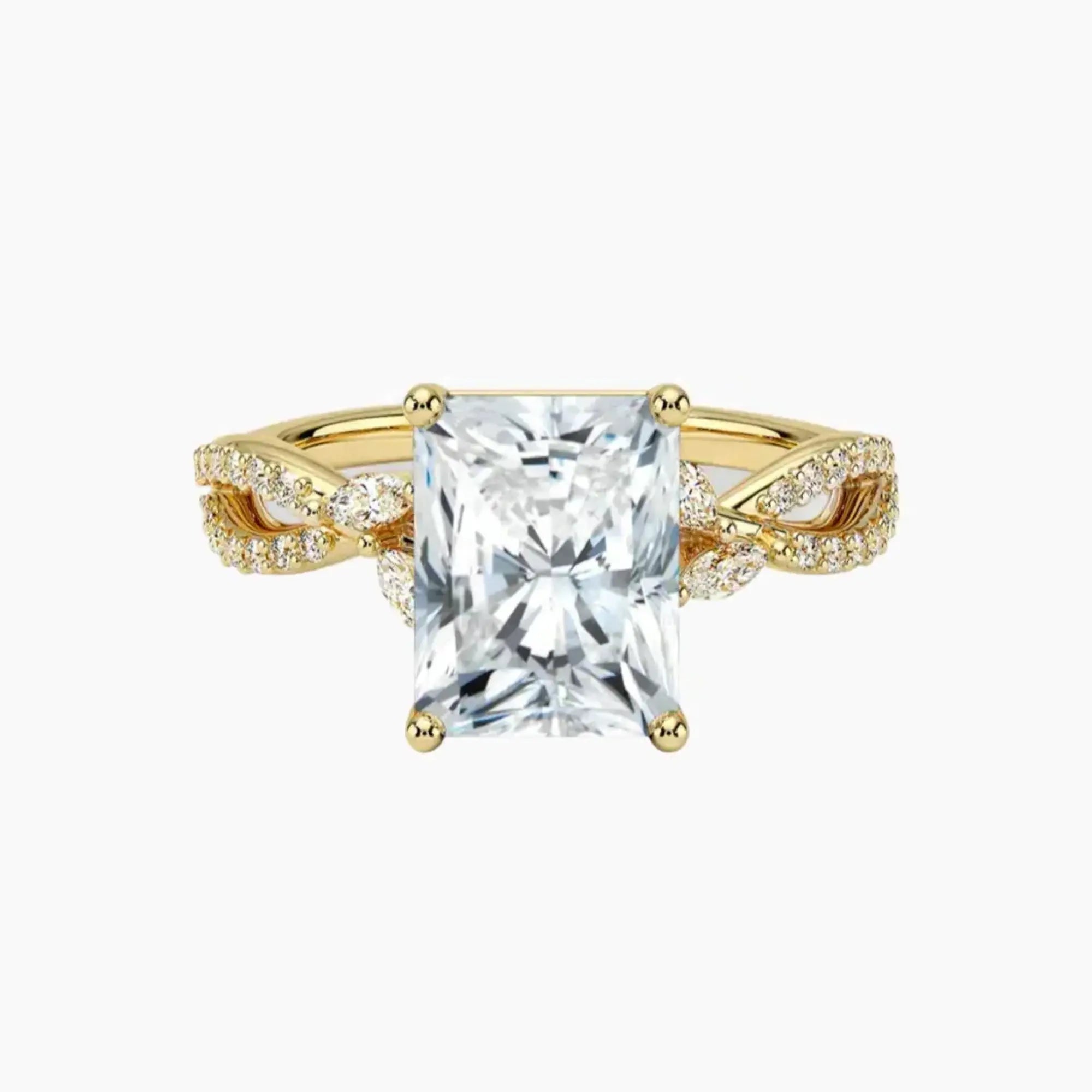 Aria Luxe 5 Carat Radiant Cut Solitaire Lab Grown Diamond Ring in 18K Yellow Gold