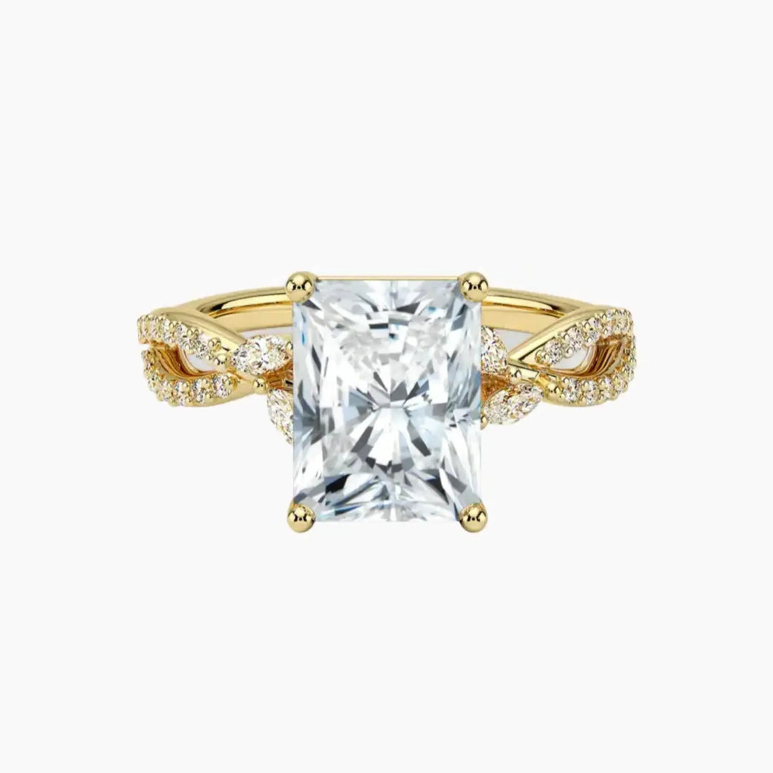 Aria Luxe 4 Carat Radiant Cut Solitaire Lab Grown Diamond Ring in 14K Yellow Gold