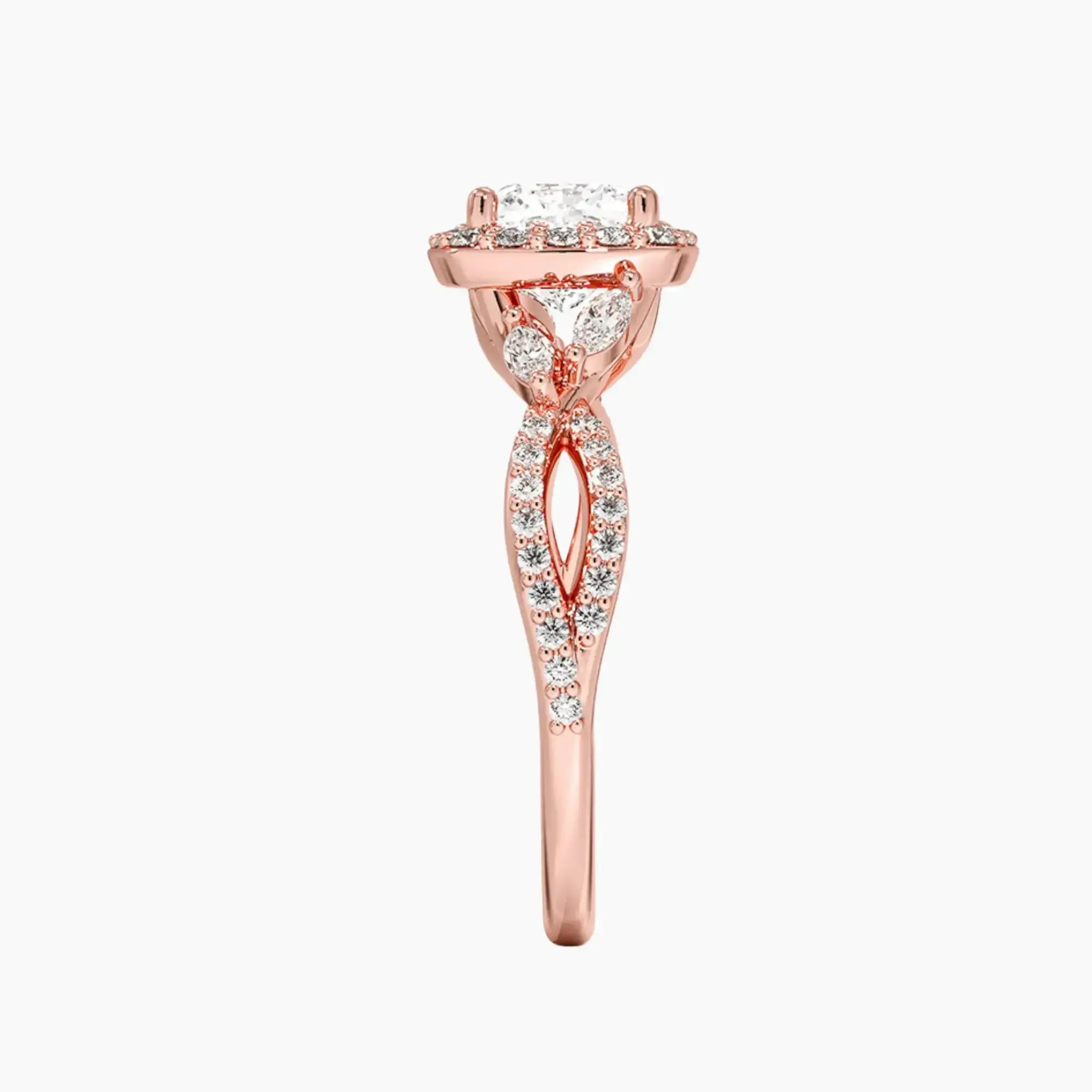 Nerissa Cushion Designer 1.5 Carat Lab Grown Diamond Engagement Ring in 14K Rose Gold