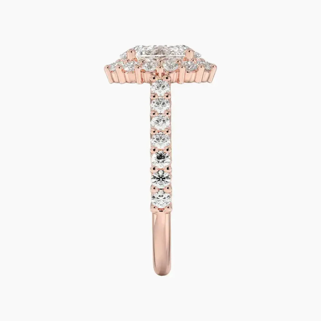 Fiora Pave Oval Designer 1.5 Carat Lab Grown Diamond Engagement Ring in 18K Rose Gold