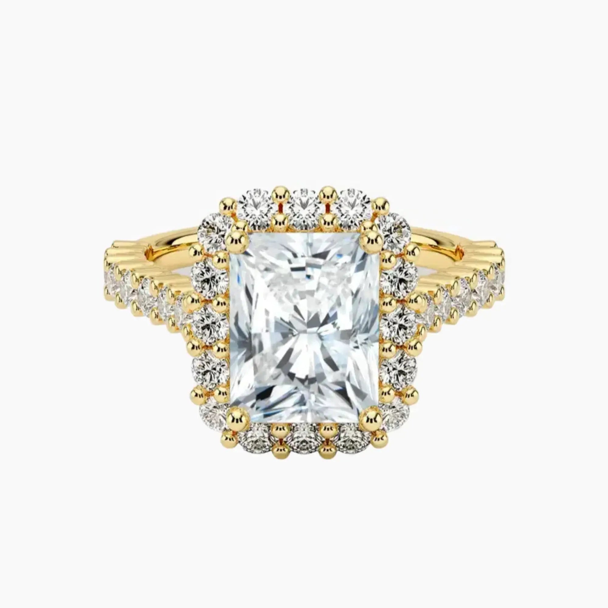 Fiora Pave Radiant Designer 1.5 Carat Lab Grown Diamond Engagement Ring in 14K Rose Gold