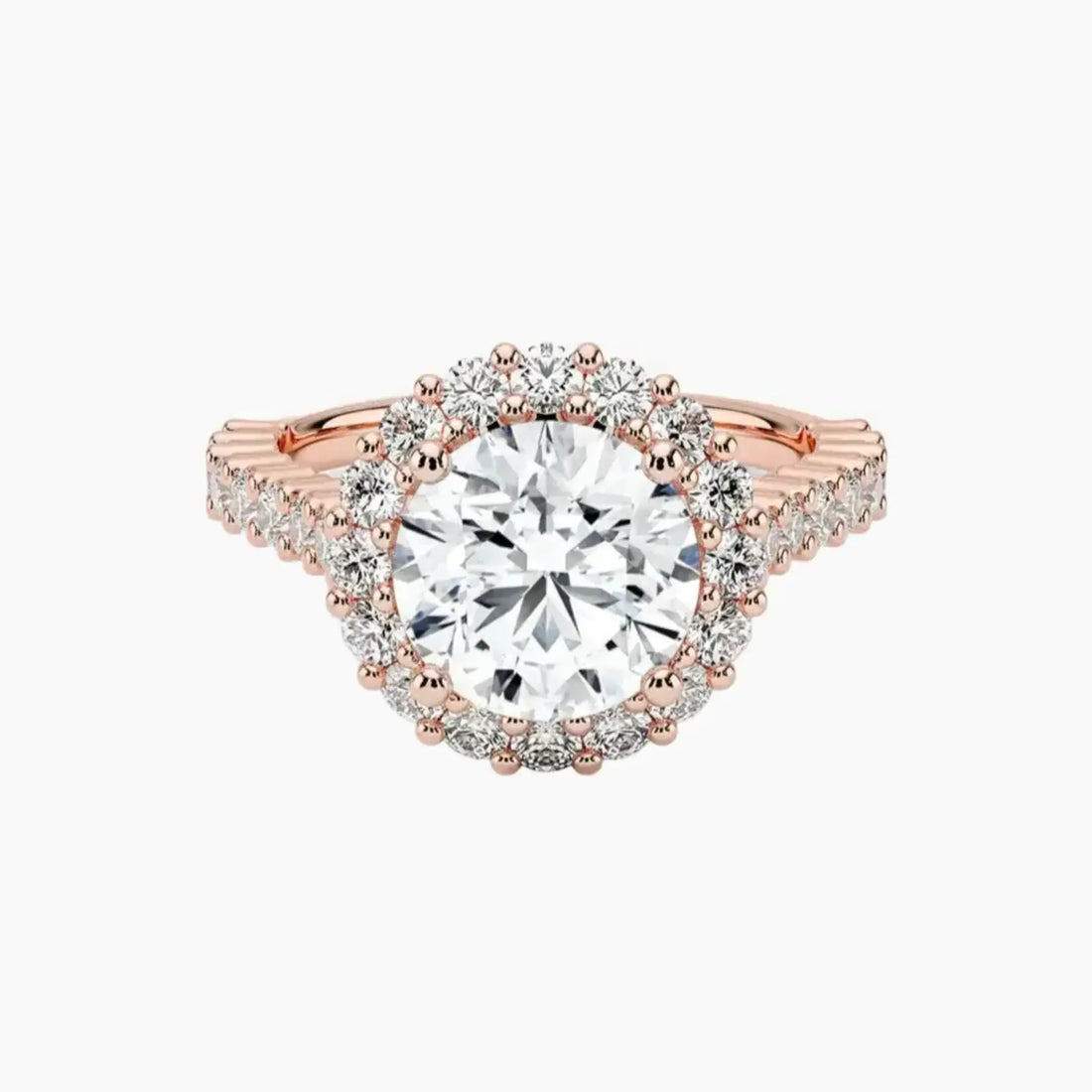 Fiora Pave Round Designer 1.5 Carat Lab Grown Diamond Engagement Ring in 14K Rose Gold