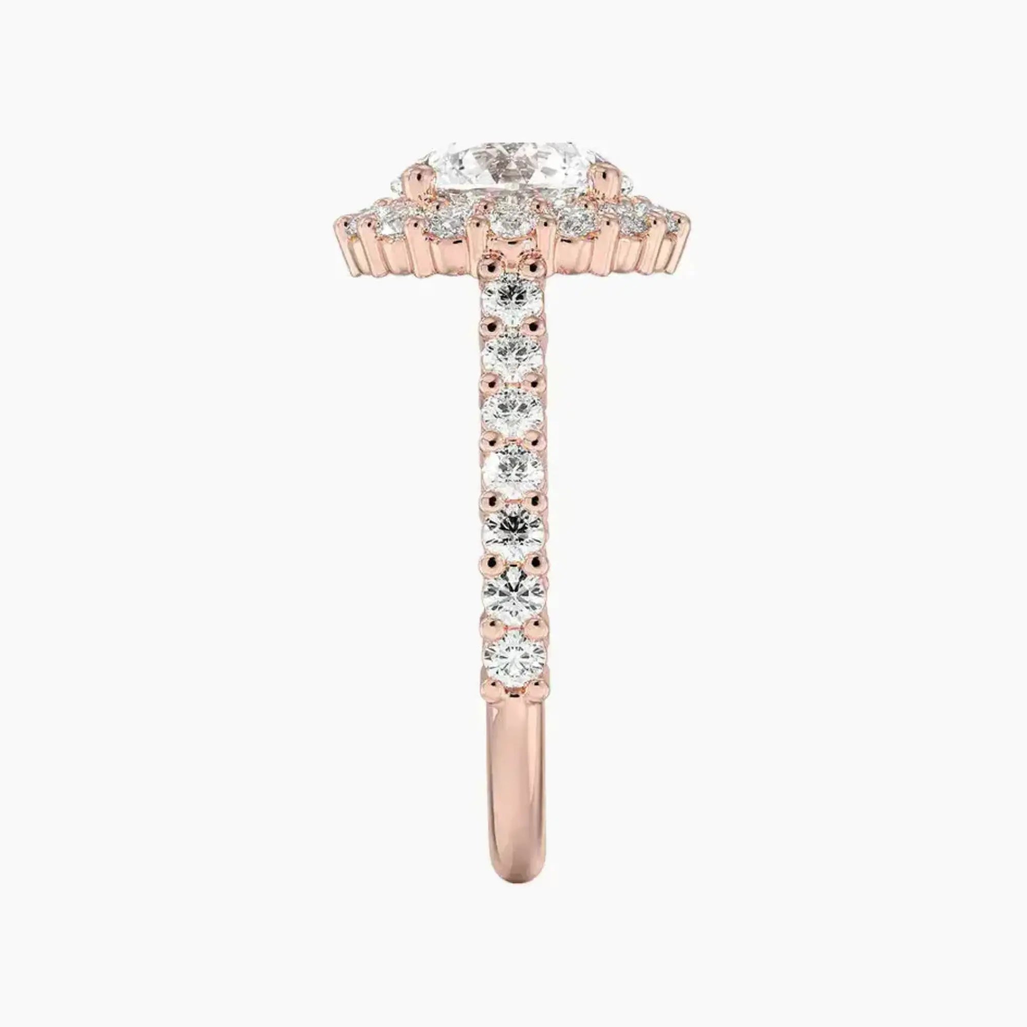 Fiora Pave Round Designer 1.5 Carat Lab Grown Diamond Engagement Ring in 14K Rose Gold