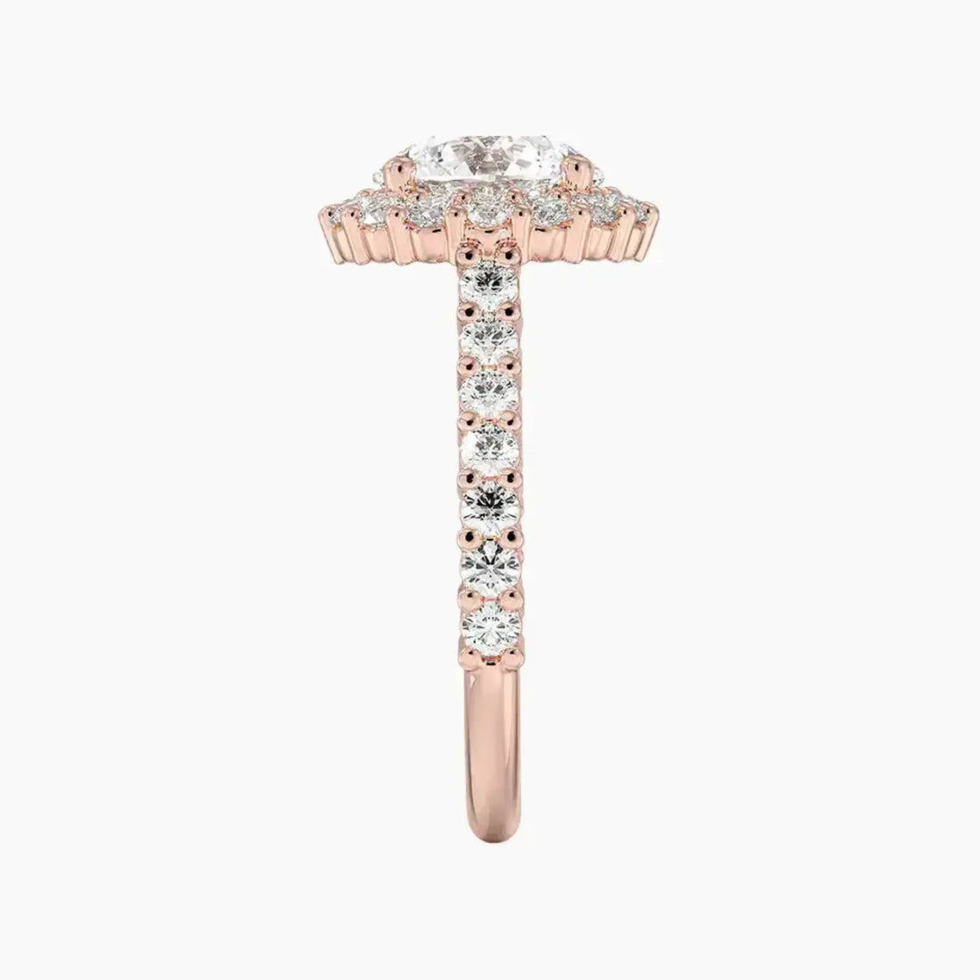 Fiora Pave Round Designer 1.5 Carat Lab Grown Diamond Engagement Ring in 14K Rose Gold