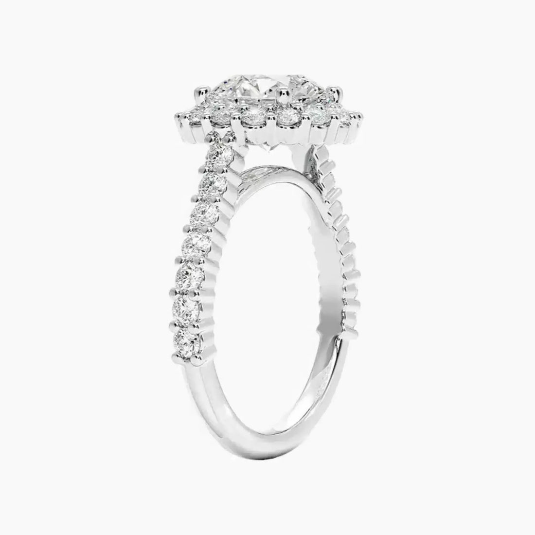 Fiora Pave Round Designer 1.5 Carat Lab Grown Diamond Engagement Ring in 14K Rose Gold