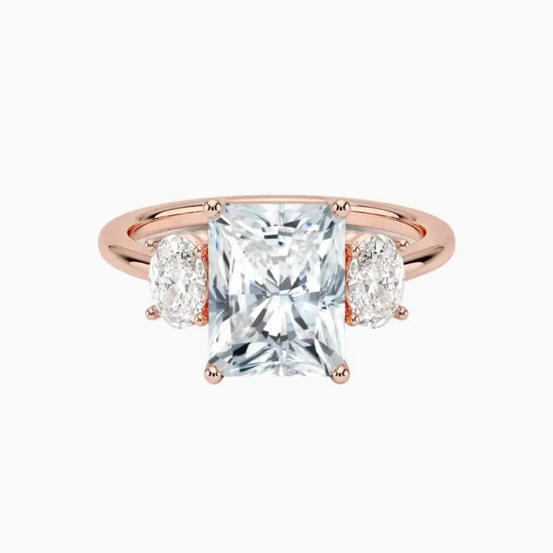Liora Radiant Three Stone 1.5 Carat Lab Grown Diamond Engagement Ring in 14K Rose Gold