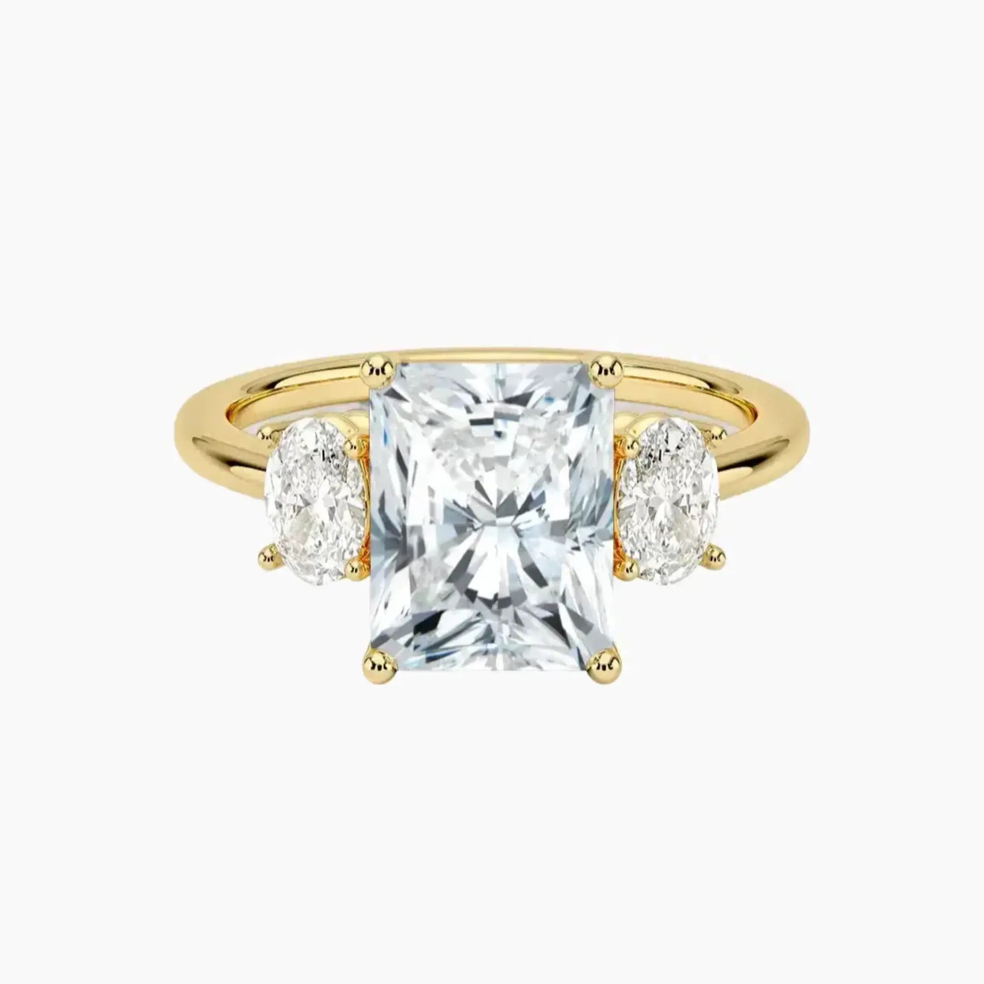 Liora Radiant Three Stone 1.5 Carat Lab Grown Diamond Engagement Ring in 14K Rose Gold