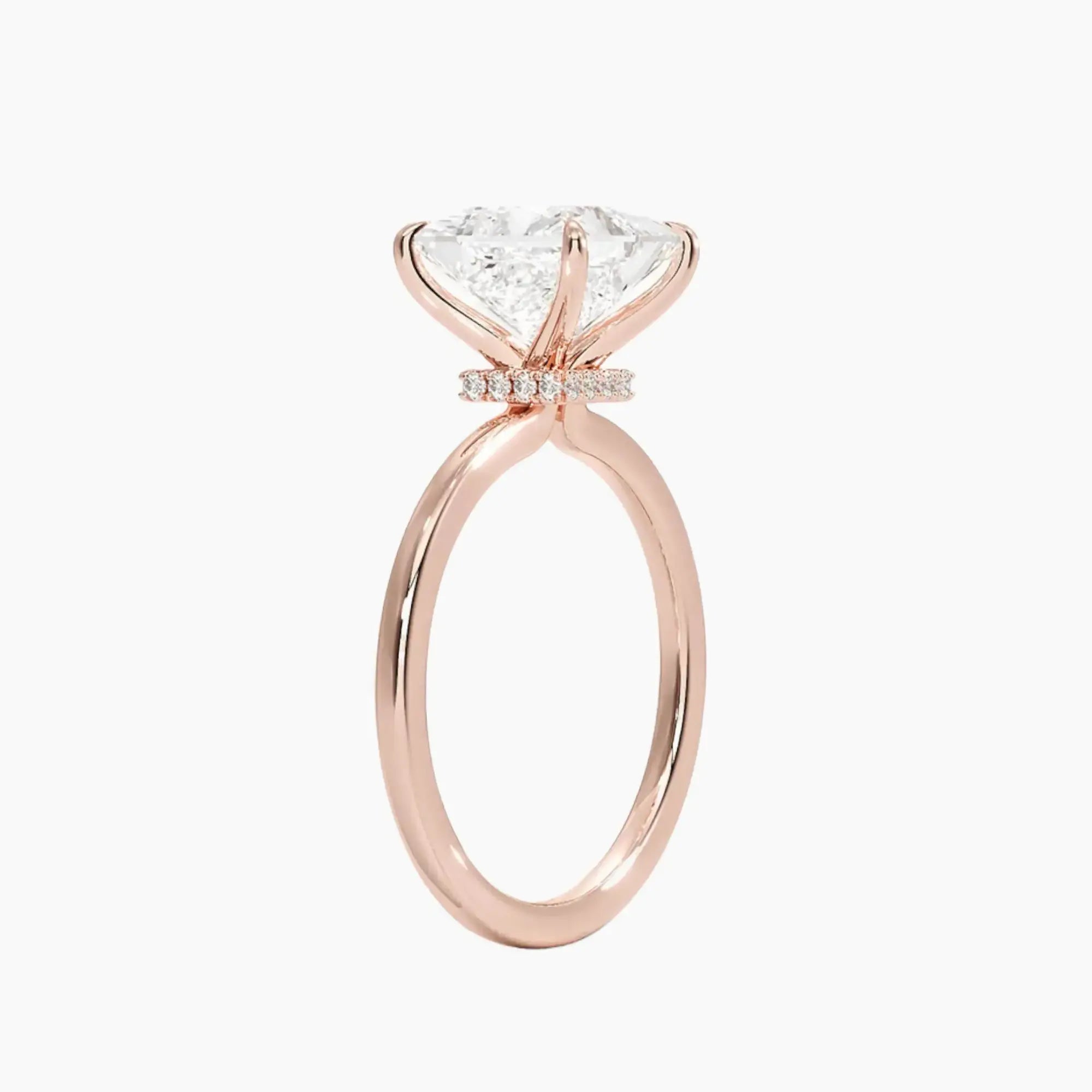Giselle Princess Hidden Halo 1.5 Carat Lab Grown Diamond Engagement Ring in 14K Rose Gold