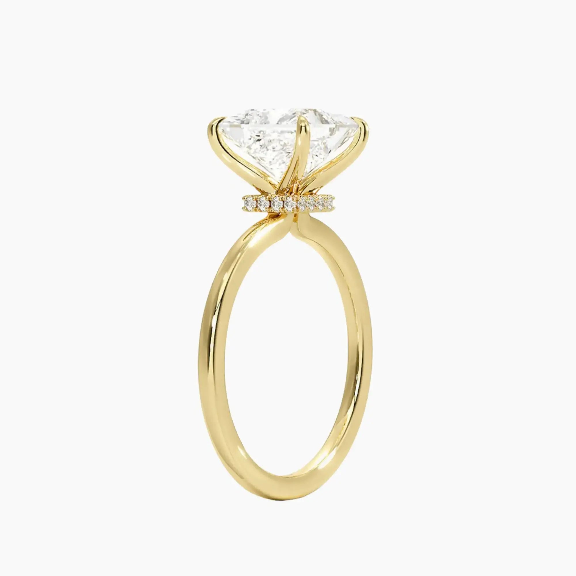 Giselle Princess Hidden Halo 1.5 Carat Lab Grown Diamond Engagement Ring in 14K Rose Gold