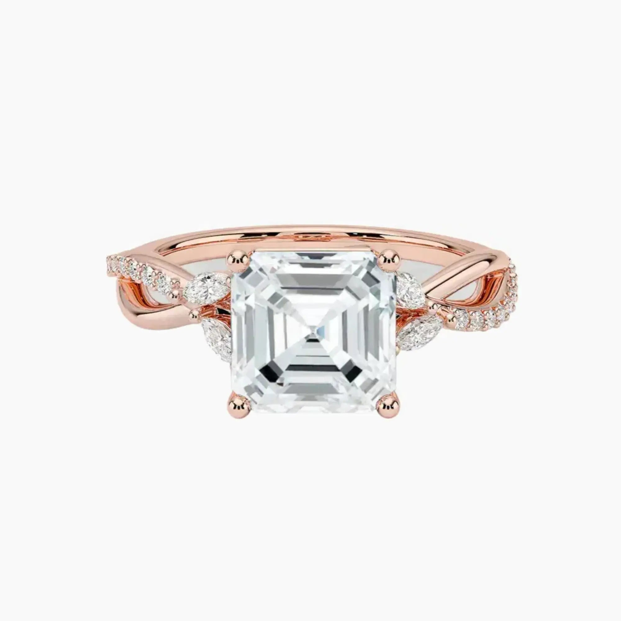 Aria Adorned 2 Carat Asscher Cut Solitaire Lab Grown Diamond Ring in Platinum - View 4