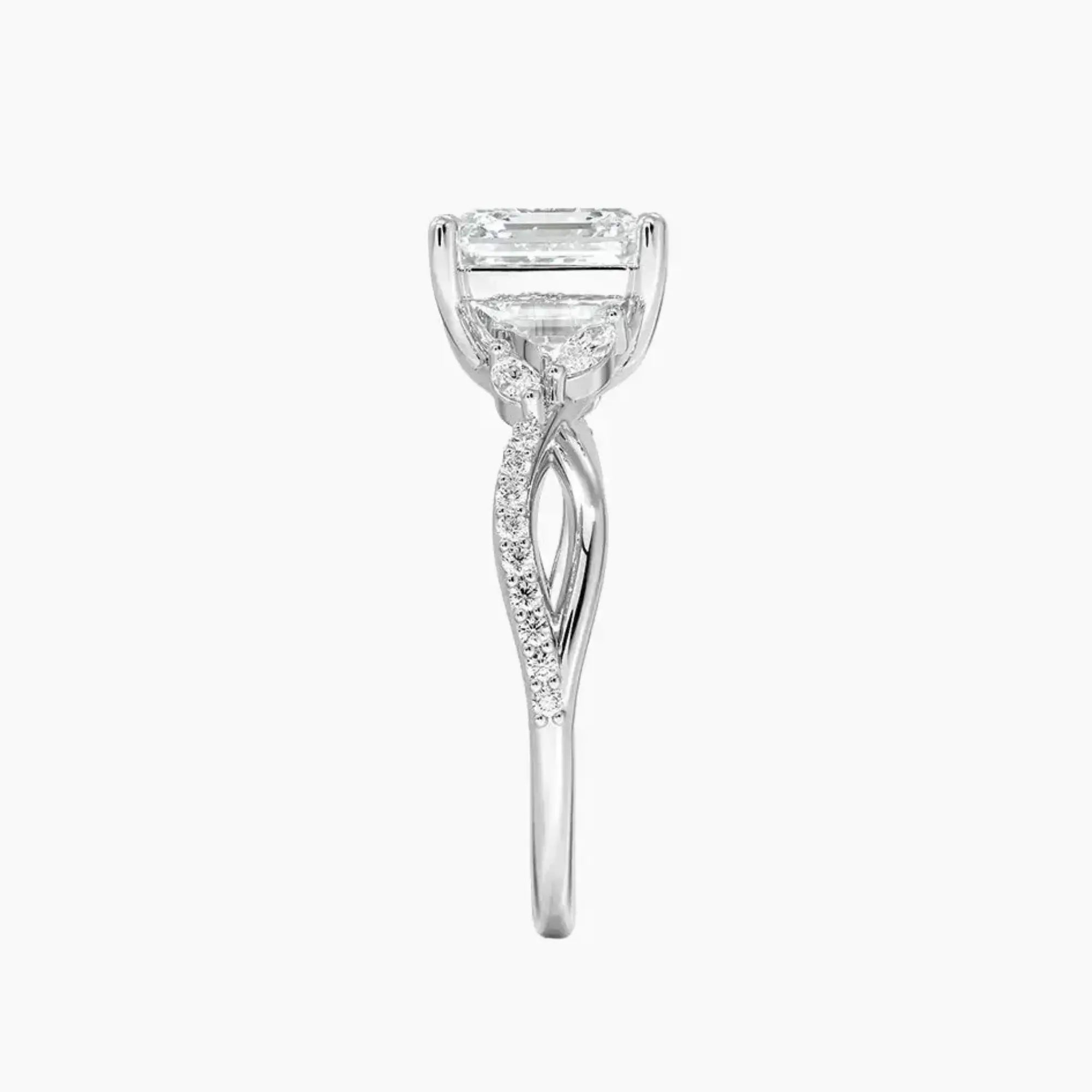 Aria Adorned 4.5 Carat Asscher Cut Solitaire Lab Grown Diamond Ring in Silver - View 3
