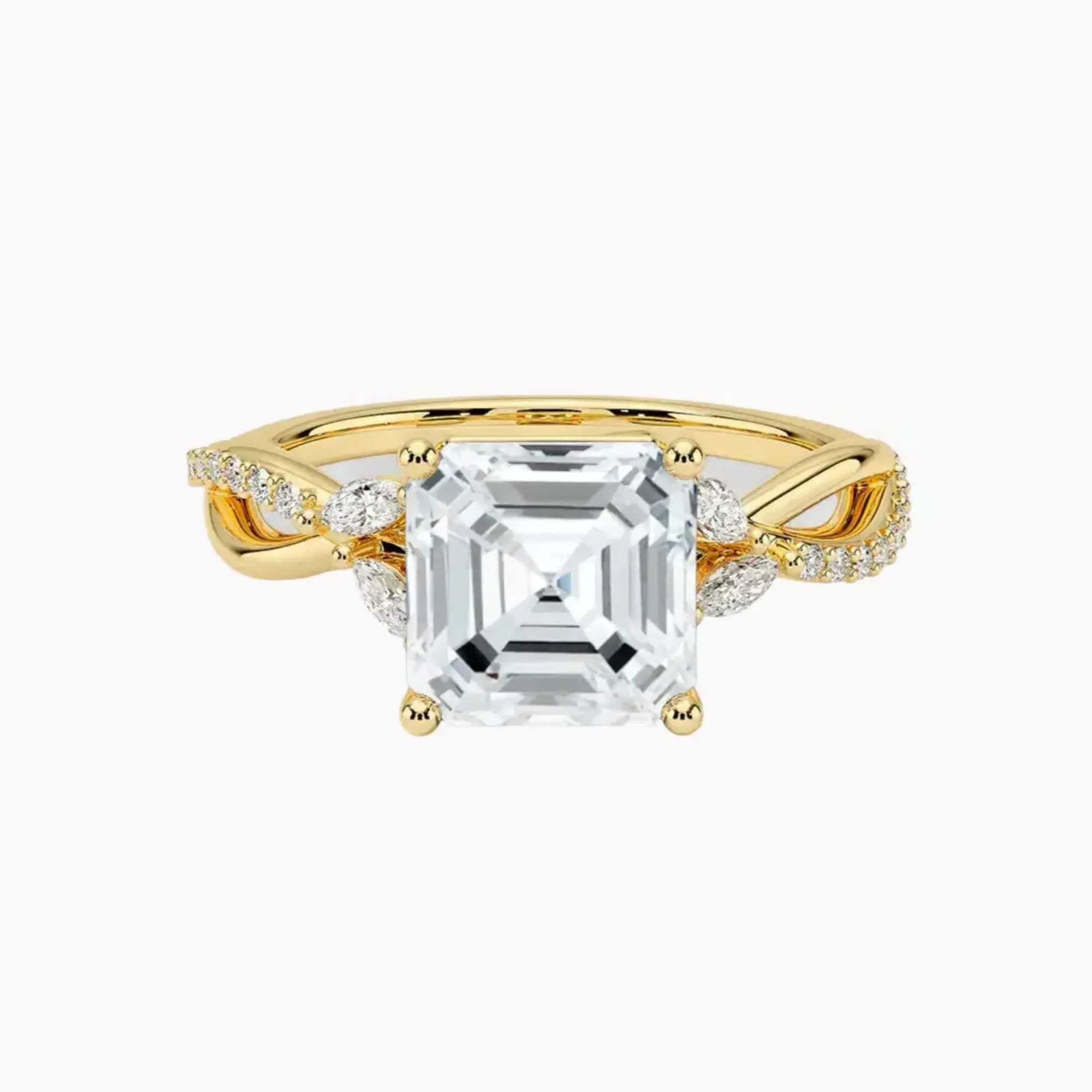 Aria Adorned 3.5 Carat Asscher Cut Solitaire Lab Grown Diamond Ring in Silver - View 7