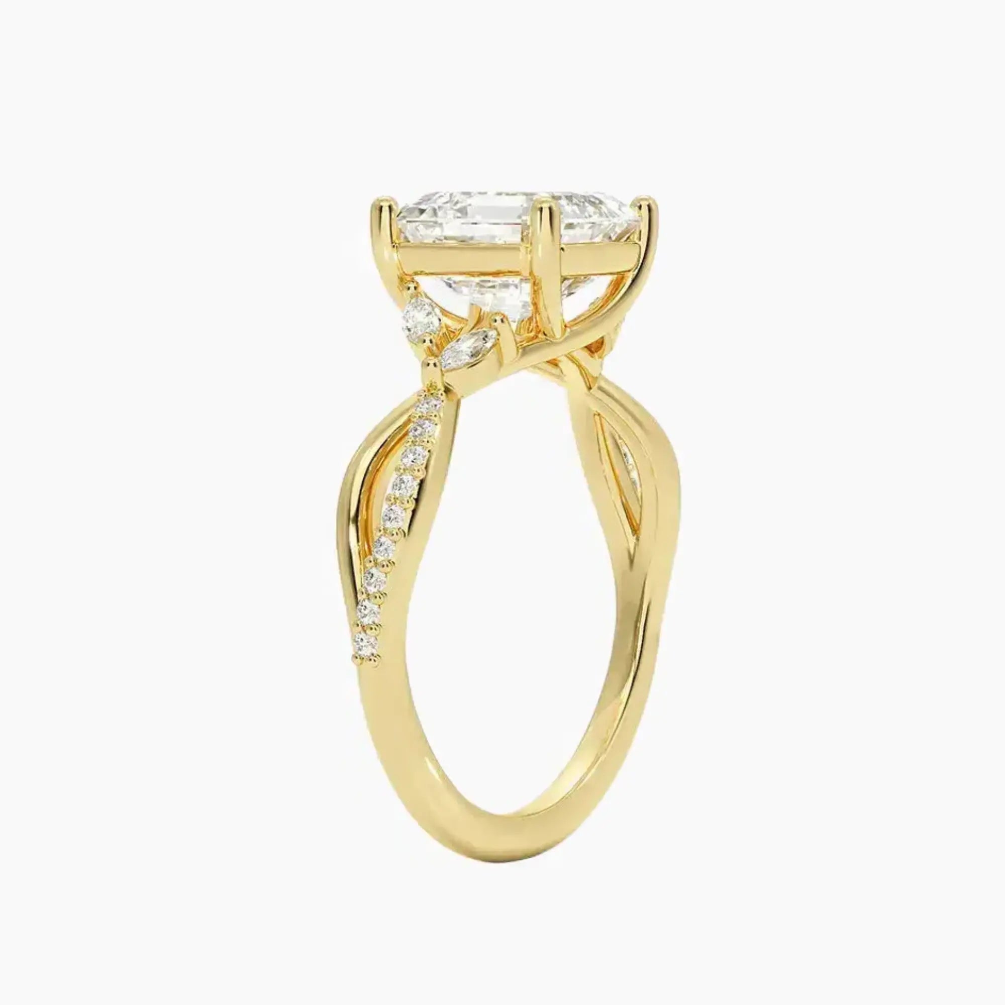 Aria Adorned 1.5 Carat Asscher Cut Solitaire Lab Grown Diamond Ring in Silver - View 8