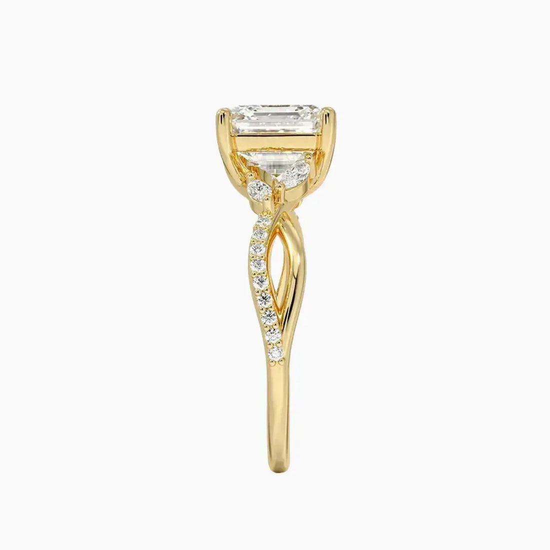 Aria Adorned 4.5 Carat Asscher Cut Solitaire Lab Grown Diamond Ring in Silver - View 9