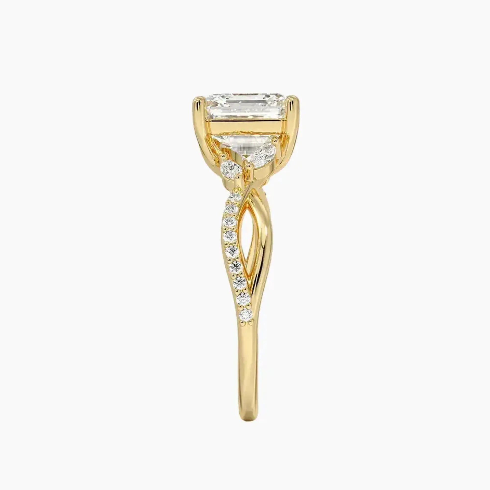 Aria Adorned 2 Carat Asscher Cut Solitaire Lab Grown Diamond Ring in Platinum - View 9