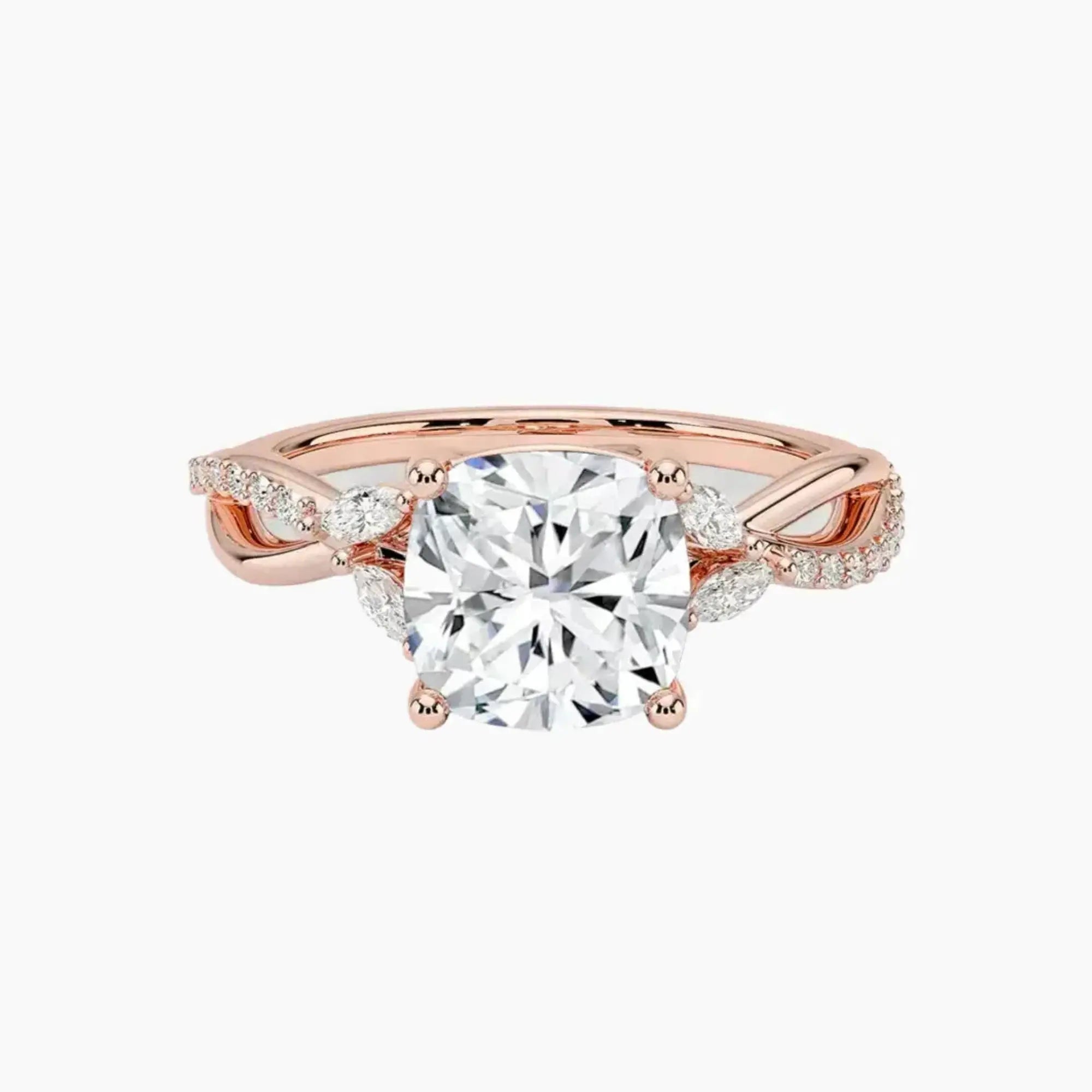 Aria Adorned 4.5 Carat Cushion Cut Solitaire Lab Grown Diamond Ring in Silver - View 4