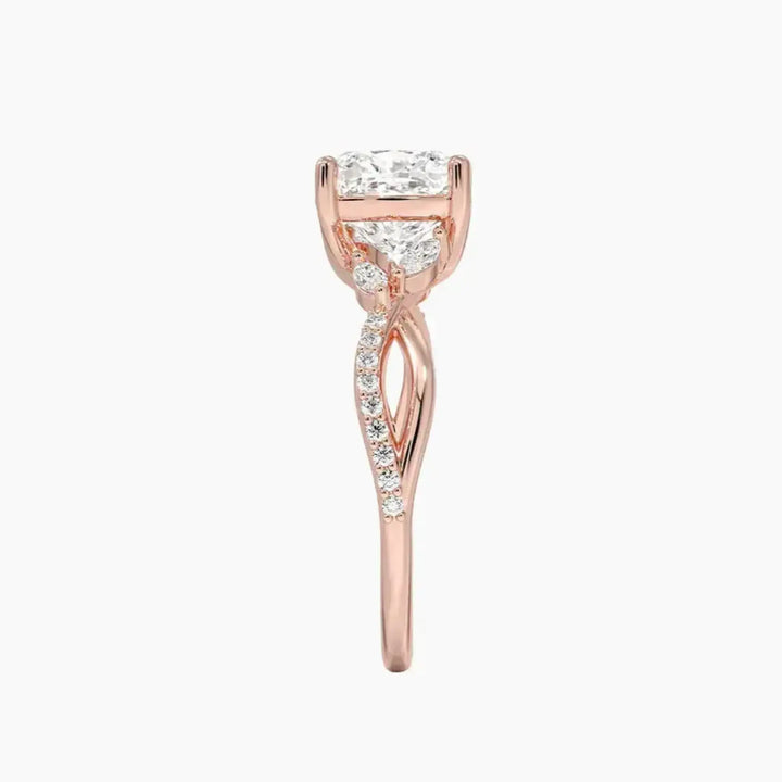 Aria Adorned 2 Carat Cushion Cut Solitaire Lab Grown Diamond Ring in 14K Yellow Gold - View 9
