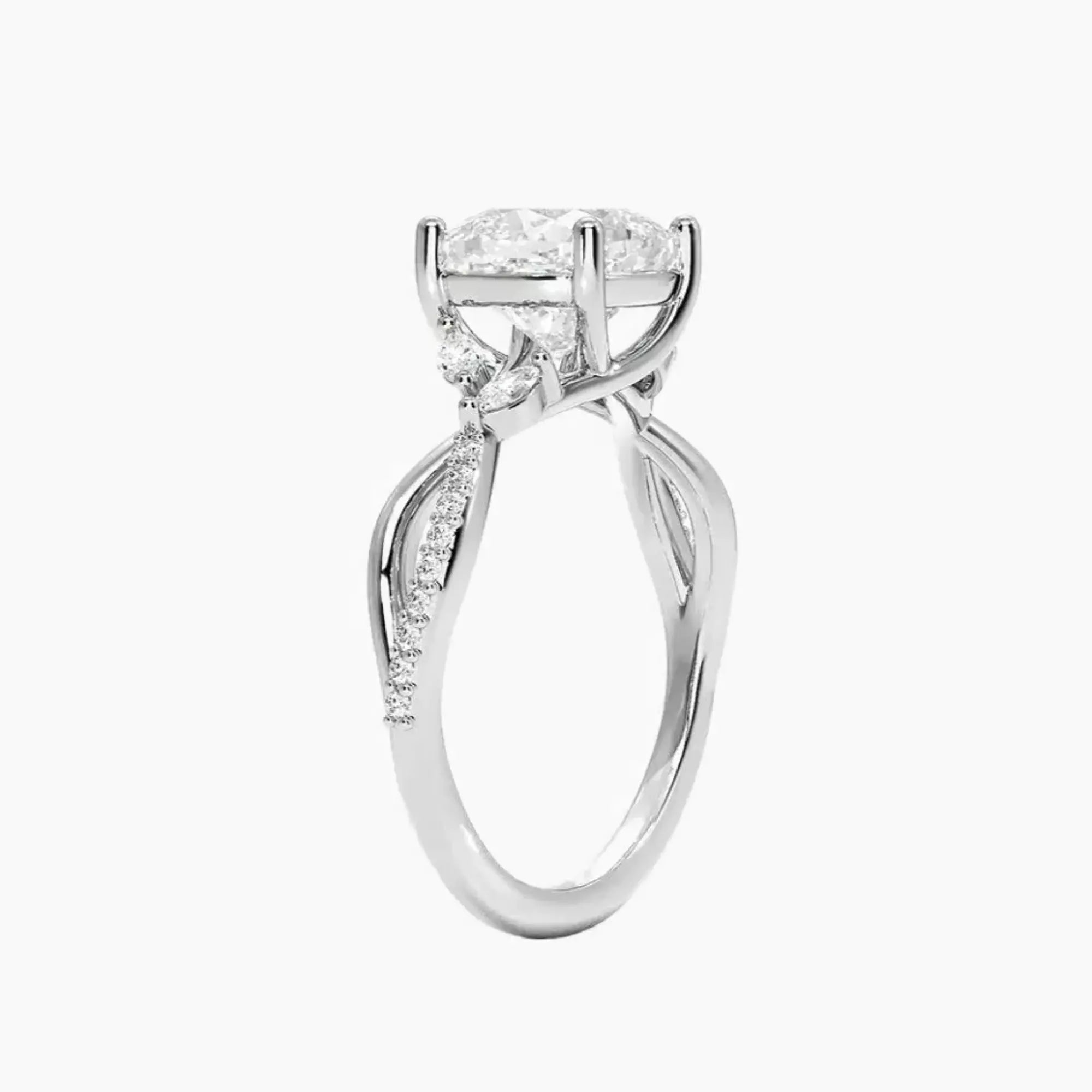 Aria Adorned 2 Carat Cushion Cut Solitaire Lab Grown Diamond Ring in Platinum - View 2