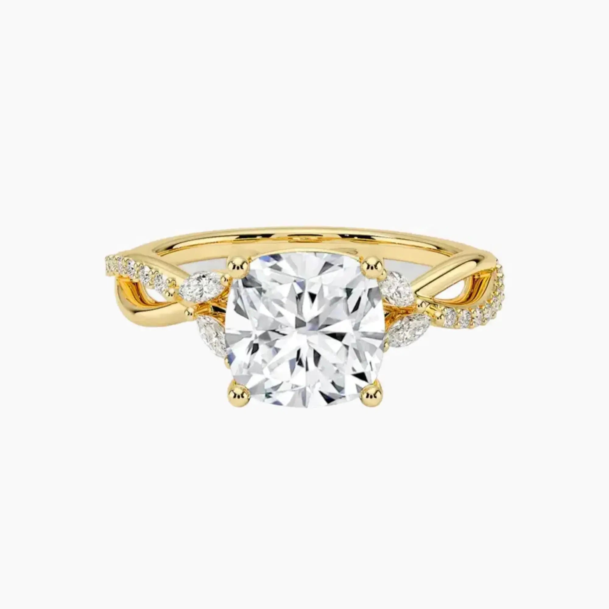 Aria Adorned 1 Carat Cushion Cut Solitaire Lab Grown Diamond Ring in Silver - View 7