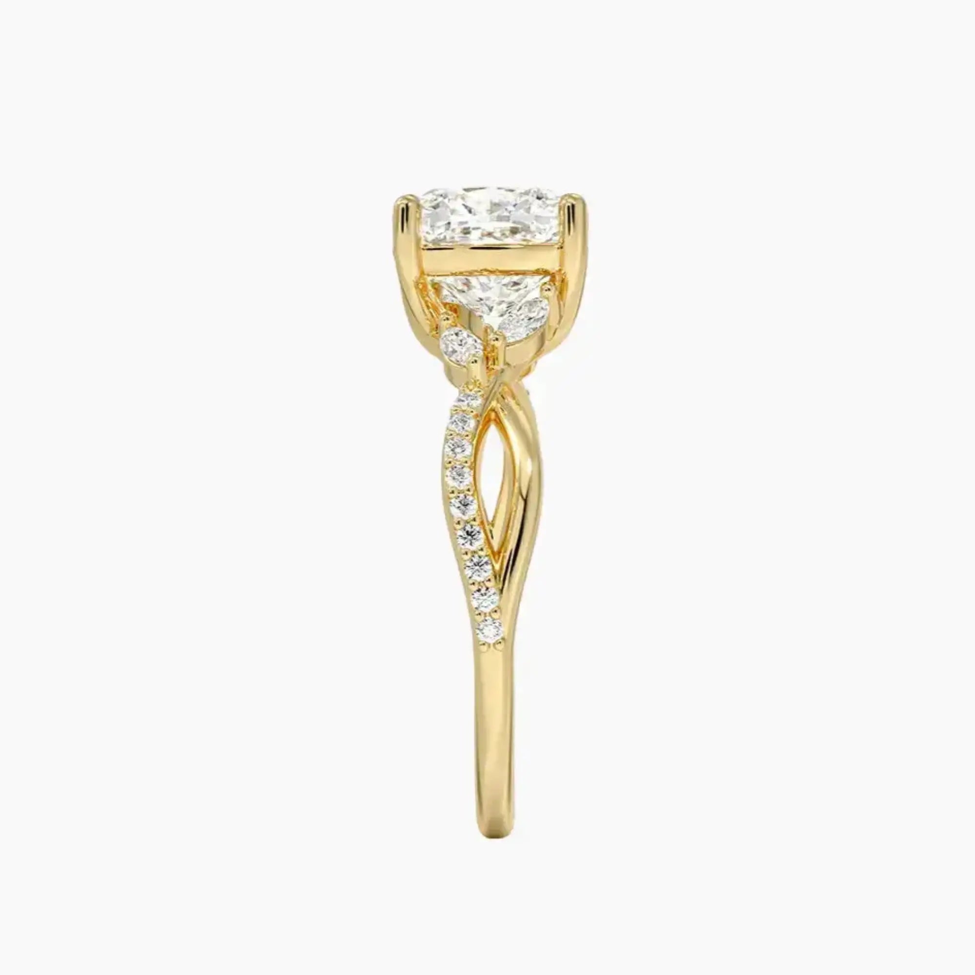 Aria Adorned 3.5 Carat Cushion Cut Solitaire Lab Grown Diamond Ring in Silver - View 9