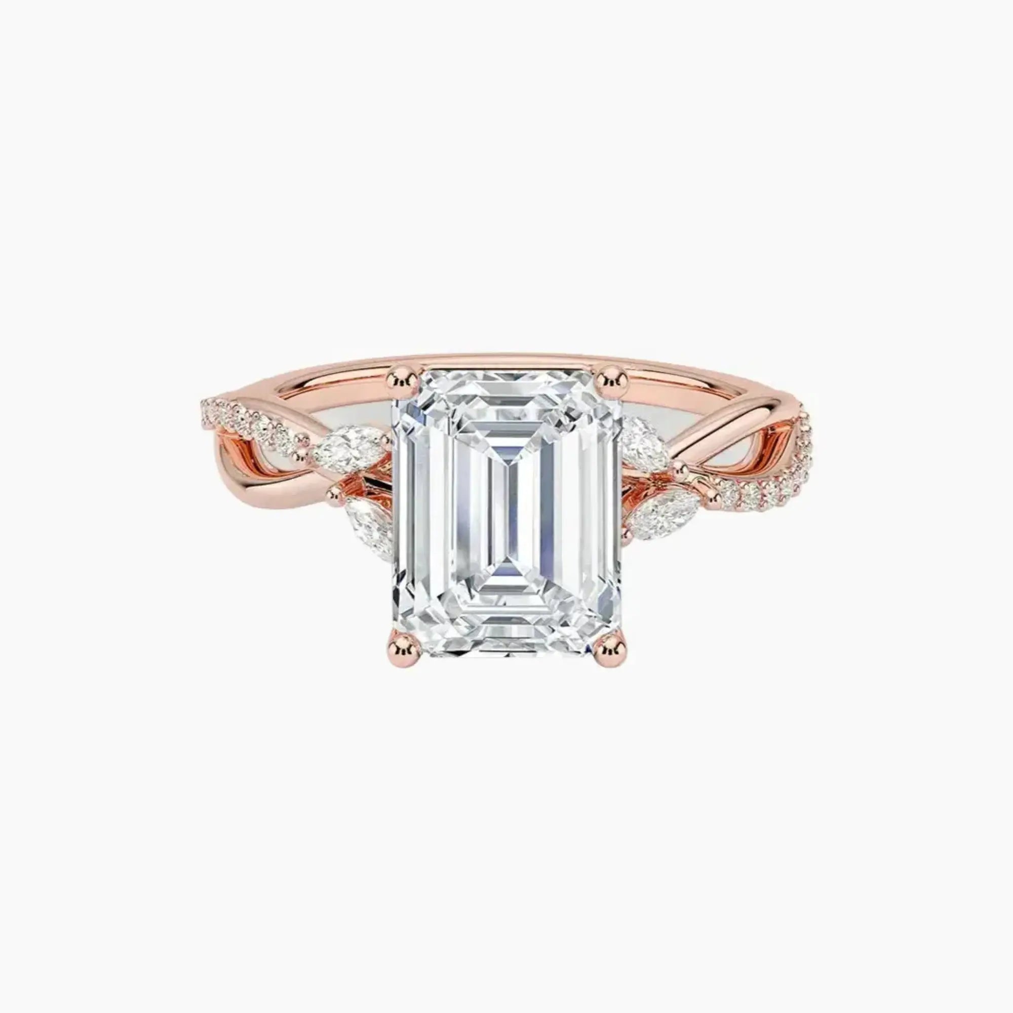 Aria Adorned 2 Carat Emerald Cut Solitaire Lab Grown Diamond Ring in 18K Yellow Gold - View 7