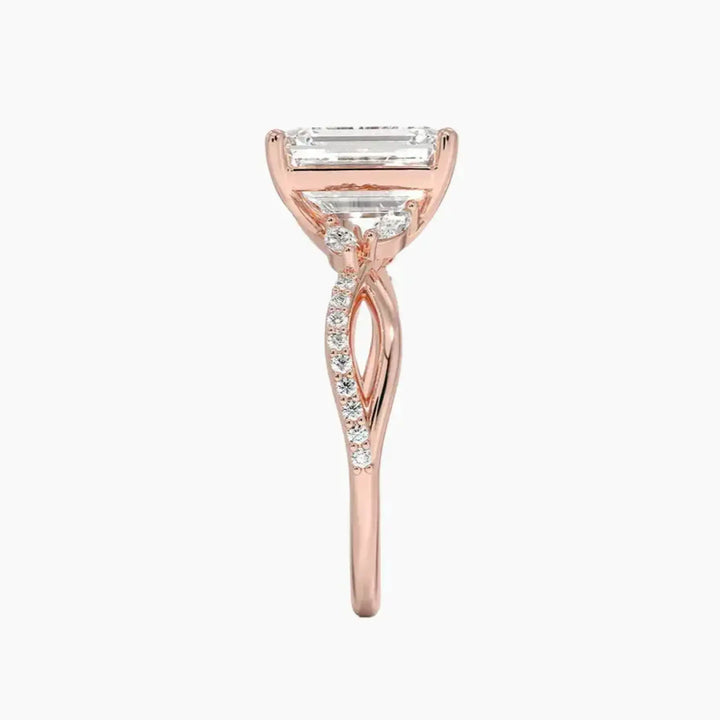 Aria Adorned 2 Carat Emerald Cut Solitaire Lab Grown Diamond Ring in 14K Yellow Gold - View 9