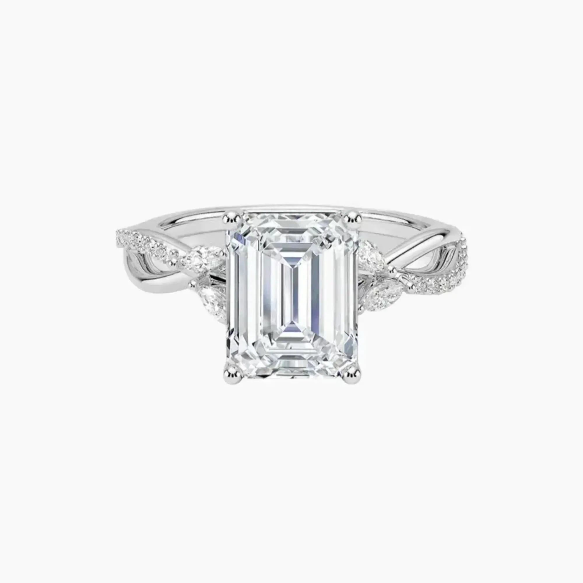 Aria Adorned 4 Carat Emerald Cut Solitaire Lab Grown Diamond Ring in 18K Rose Gold - View 4
