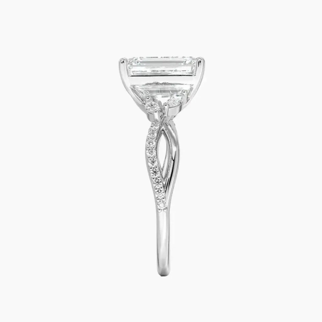 Aria Adorned 1.5 Carat Emerald Cut Solitaire Lab Grown Diamond Ring in 14K Rose Gold - View 6