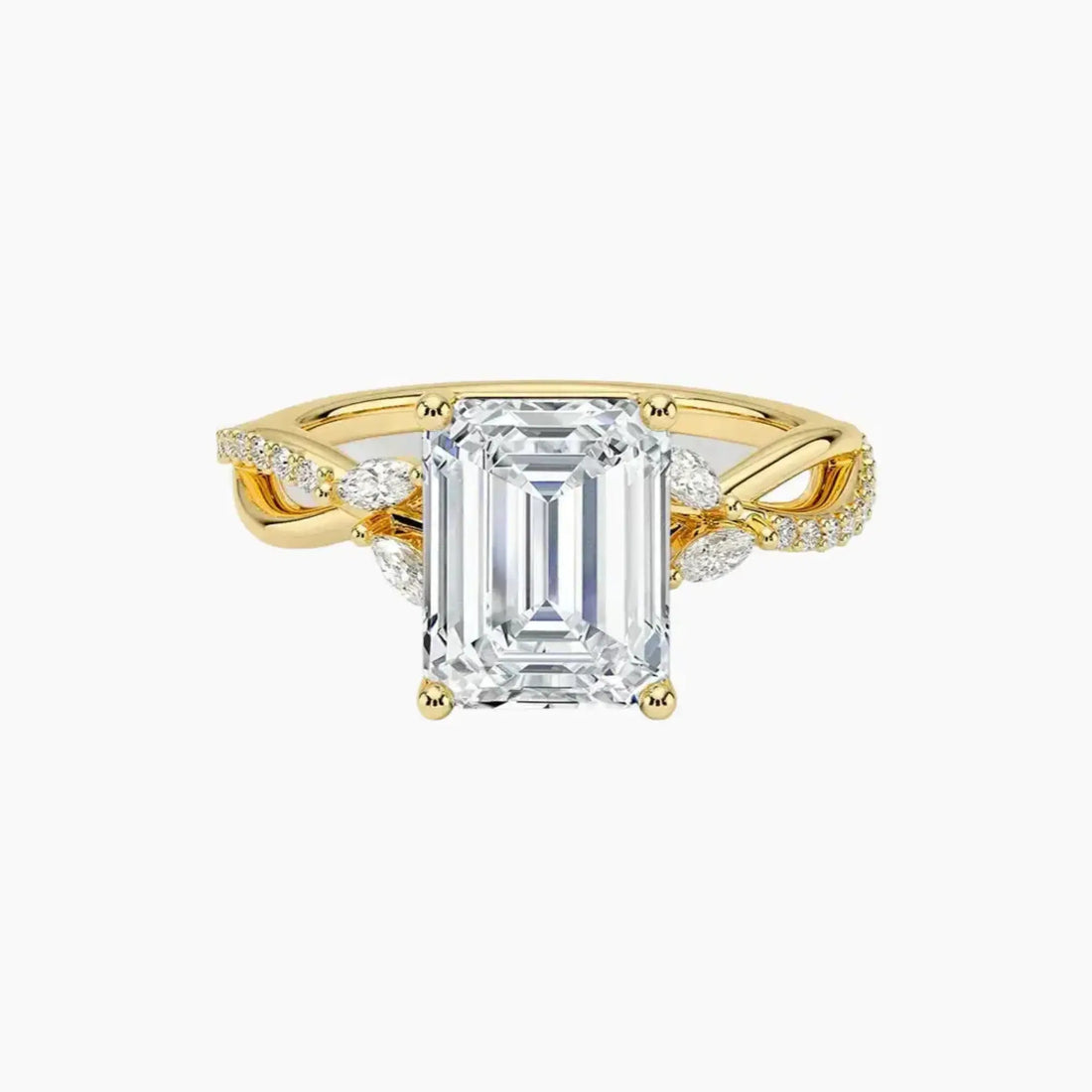 Aria Adorned 4.5 Carat Emerald Cut Solitaire Lab Grown Diamond Ring in 14K White Gold - View 7