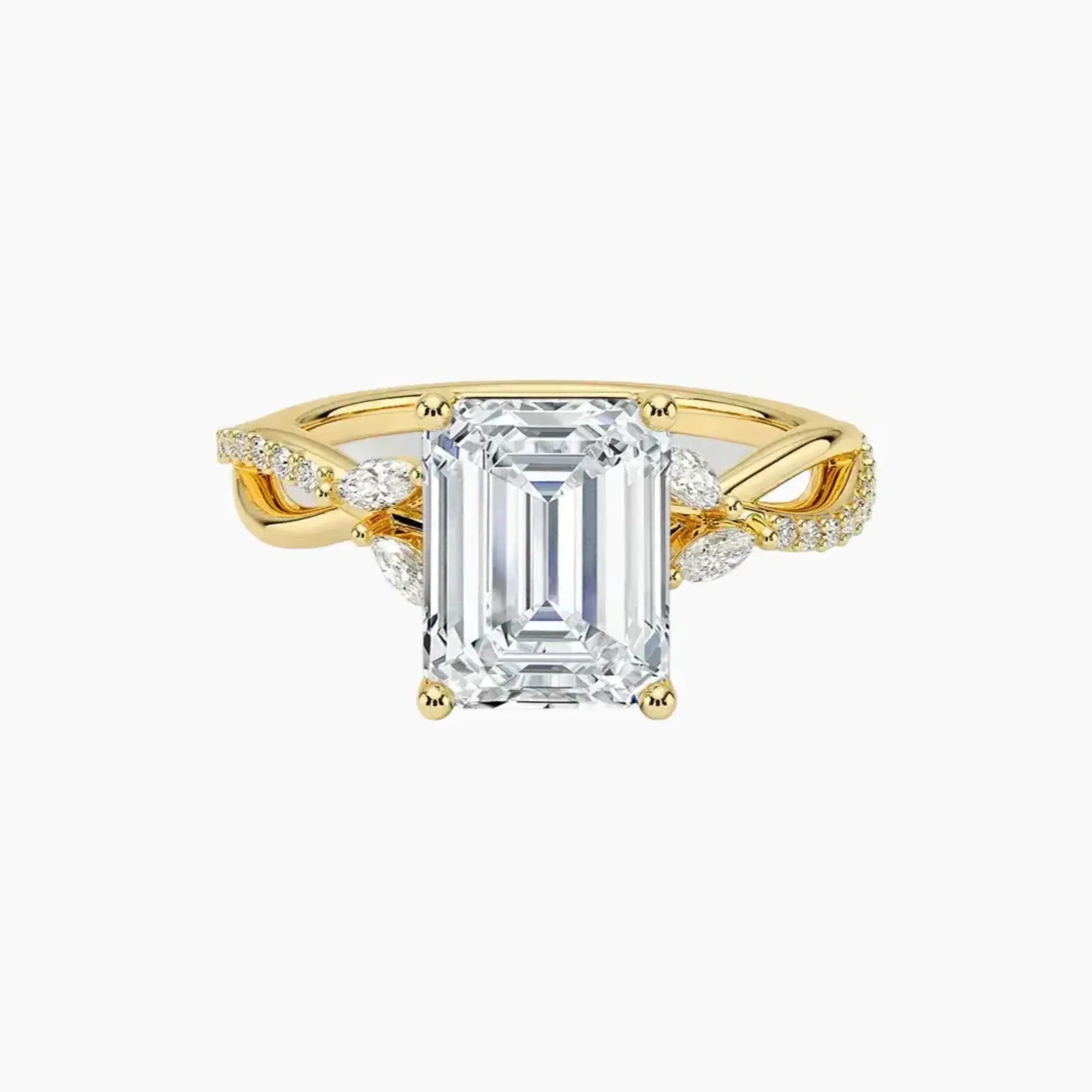 Aria Adorned 1.5 Carat Emerald Cut Solitaire Lab Grown Diamond Ring in 10K Rose Gold - View 7