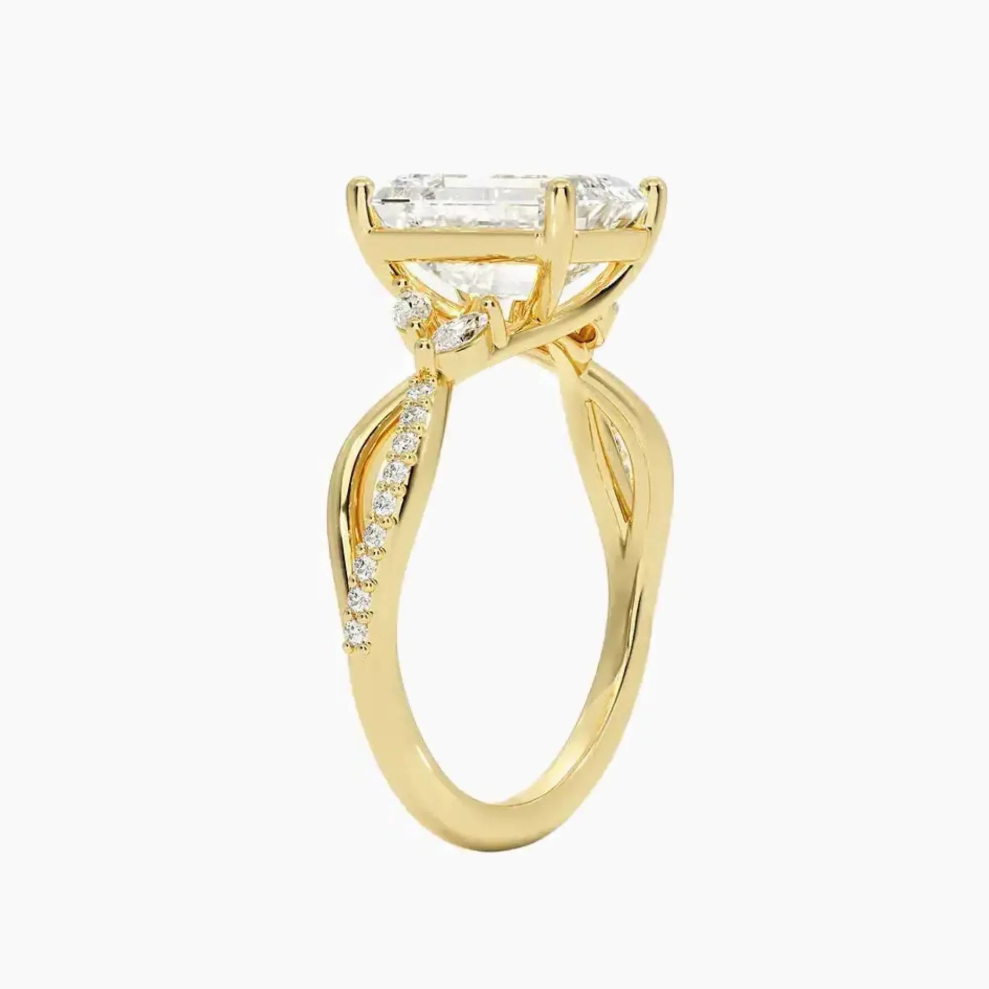 Aria Adorned 1.5 Carat Emerald Cut Solitaire Lab Grown Diamond Ring in 14K Rose Gold - View 8