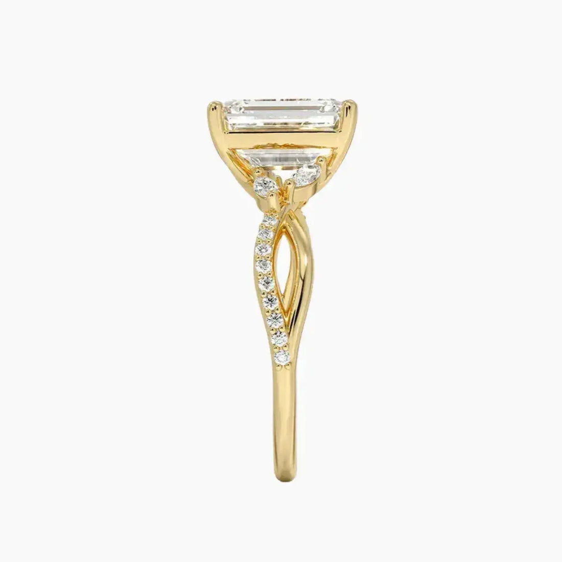 Aria Adorned 1.5 Carat Emerald Cut Solitaire Lab Grown Diamond Ring in 10K Rose Gold - View 9