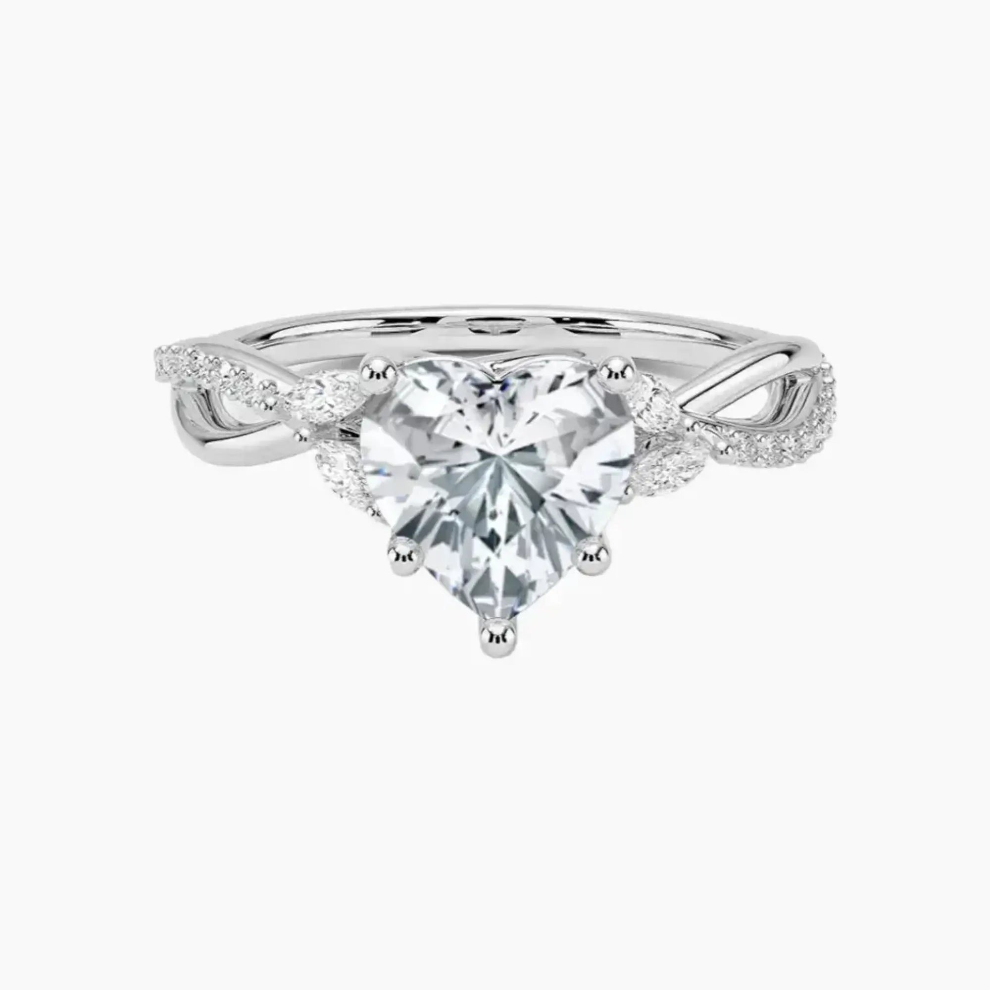 Aria Adorned 4.5 Carat Heart Cut Solitaire Lab Grown Diamond Ring in Platinum