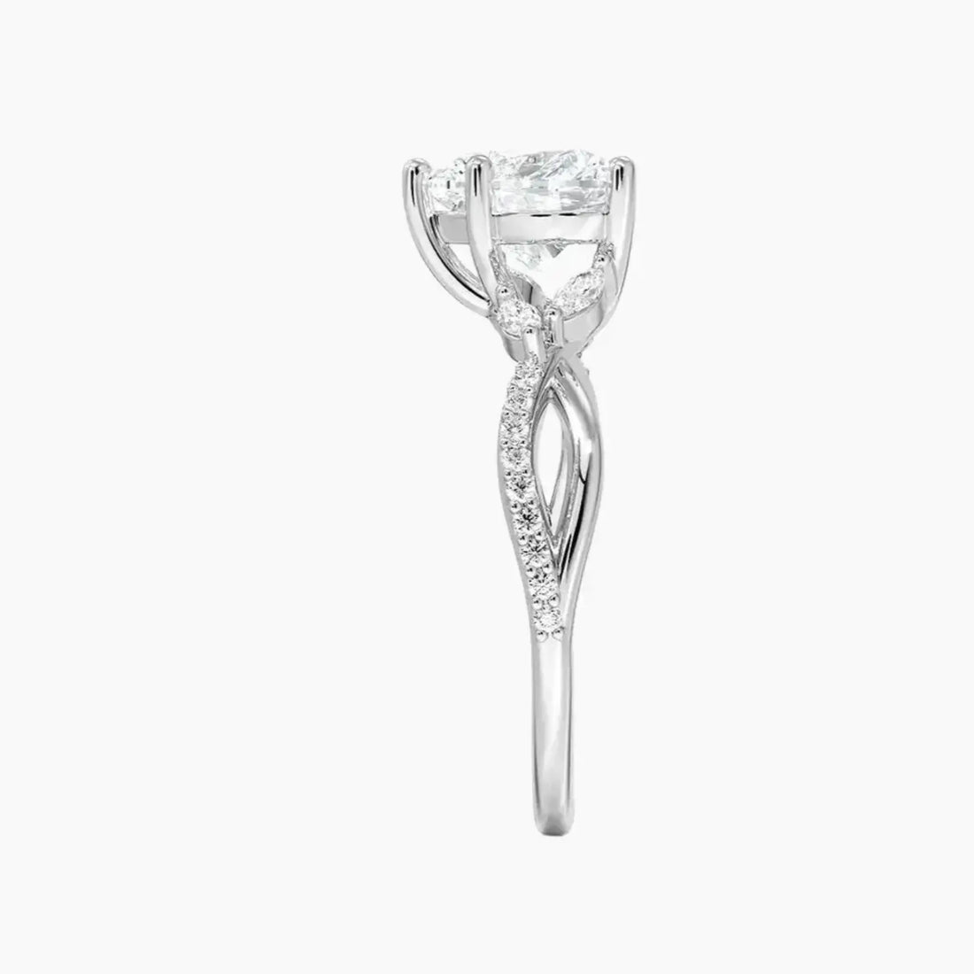 Aria Adorned 4 Carat Heart Cut Solitaire Lab Grown Diamond Ring in Silver - View 3