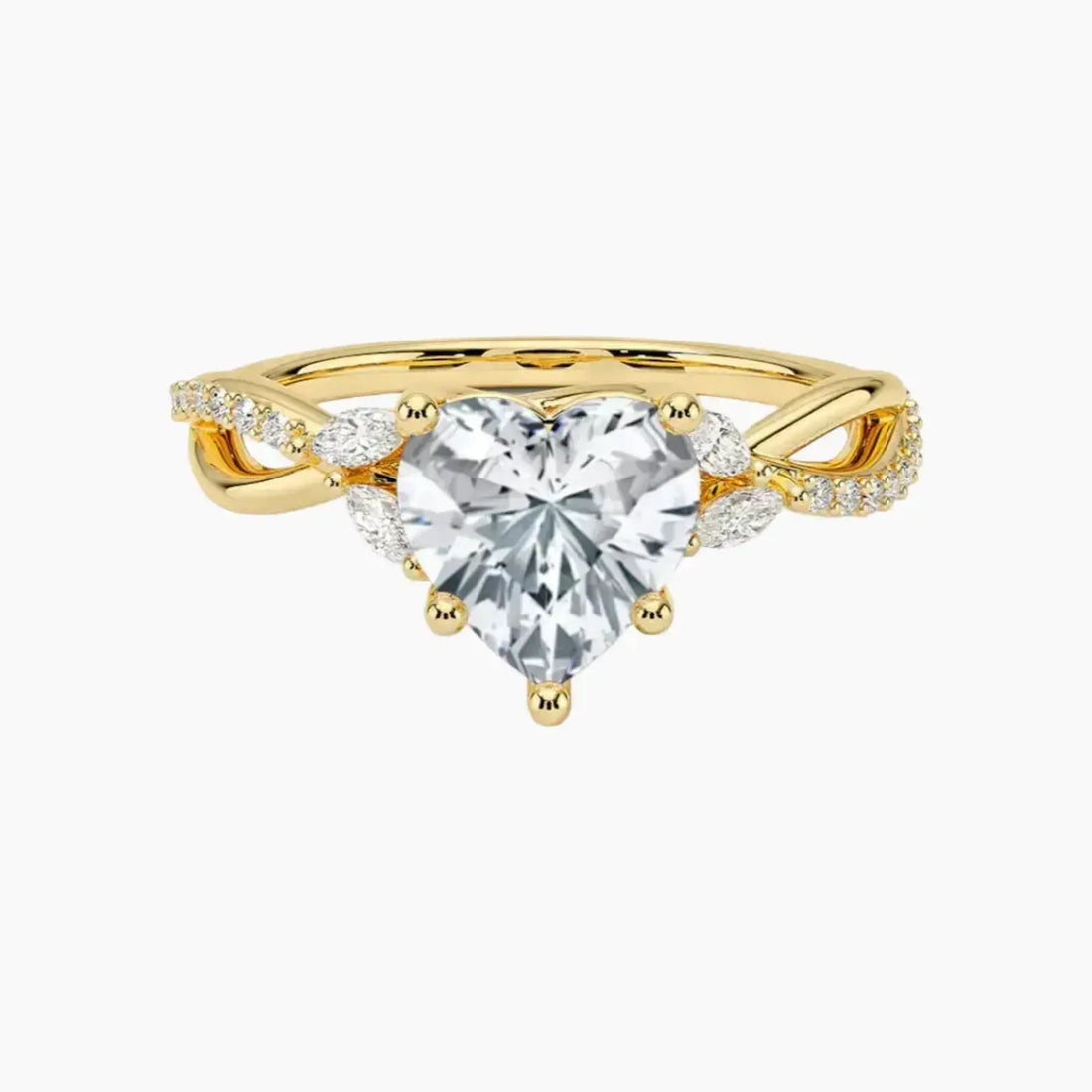 Aria Adorned 1.5 Carat Heart Cut Solitaire Lab Grown Diamond Ring in 18K Rose Gold - View 7