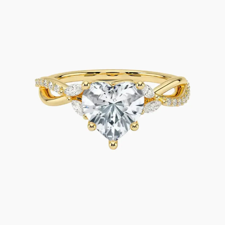 Aria Adorned 2 Carat Heart Cut Solitaire Lab Grown Diamond Ring in 14K Yellow Gold
